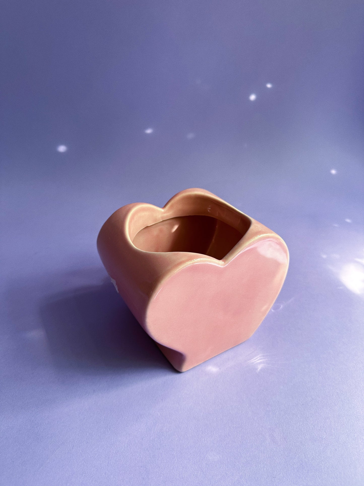 Vintage Ceramic Pink Heart Planter / Cache Pot