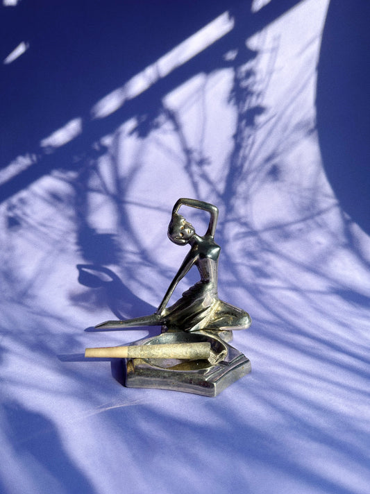 Vintage Rare Art Deco Style Metal Lady Ashtray