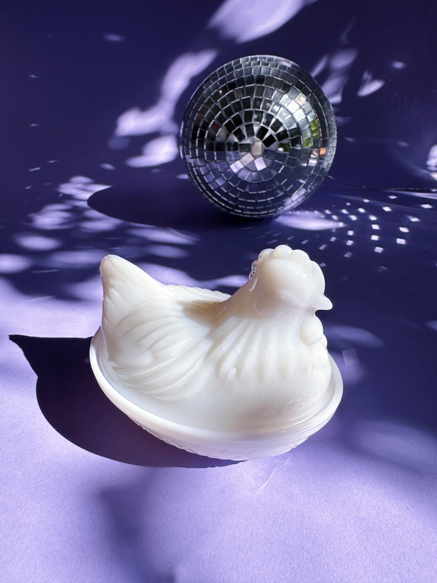 Vintage Milk Glass Chicken Hen on Nest Covered Dish Small 4.5"