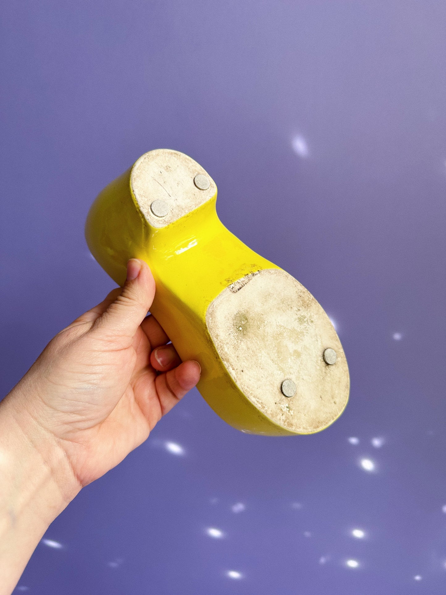 Vintage Ceramic Yellow Shoe Planter / Cache Pot