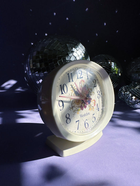 Vintage Westclox Wind-Up Alarm Clock w/ Floral Face Lady Ben