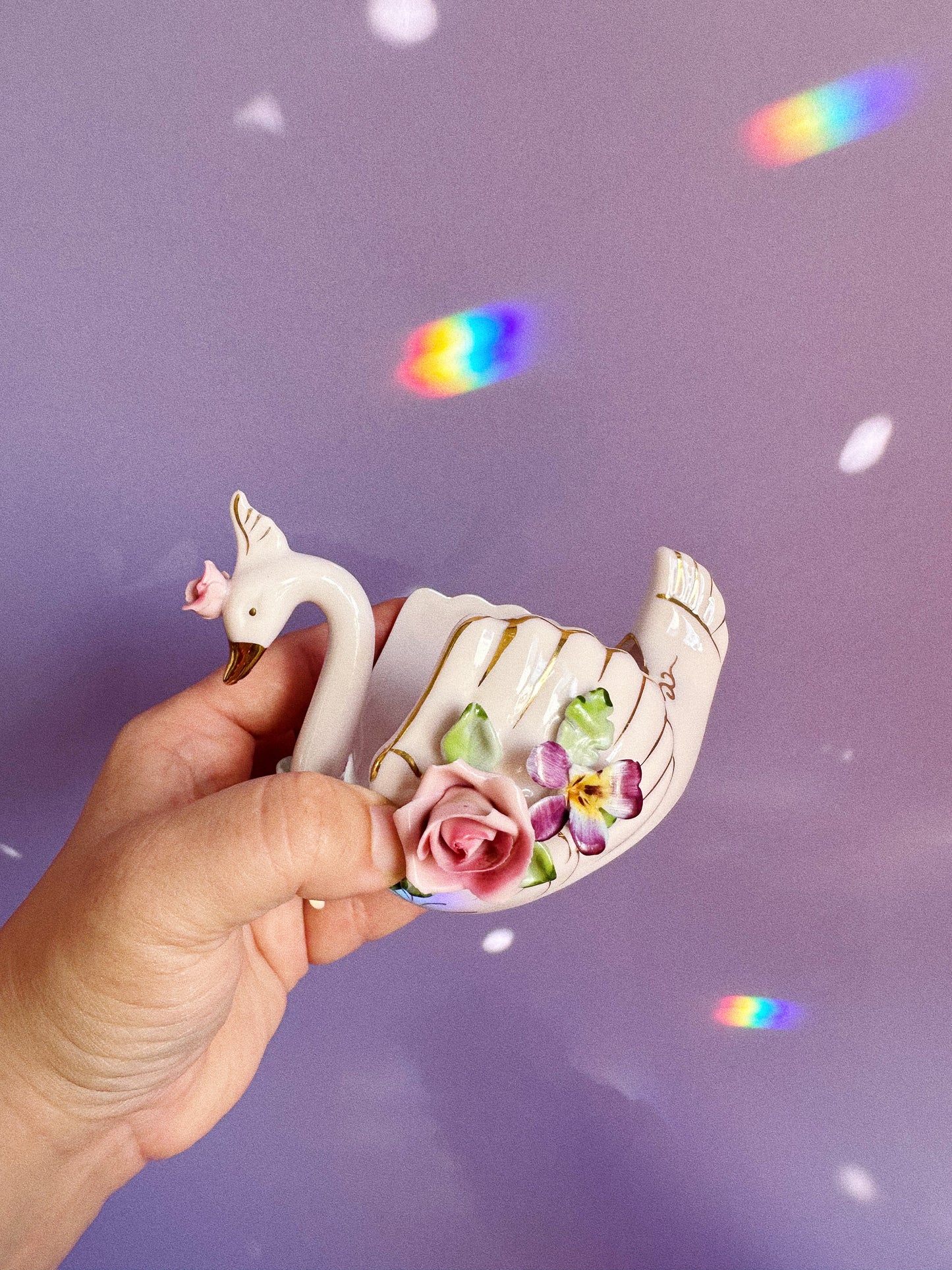 Vintage Pink Porcelain Swan