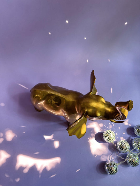 Vintage Brass Elephant Statue 14” X 14” Large Trunks Up Door Stopper Heavy