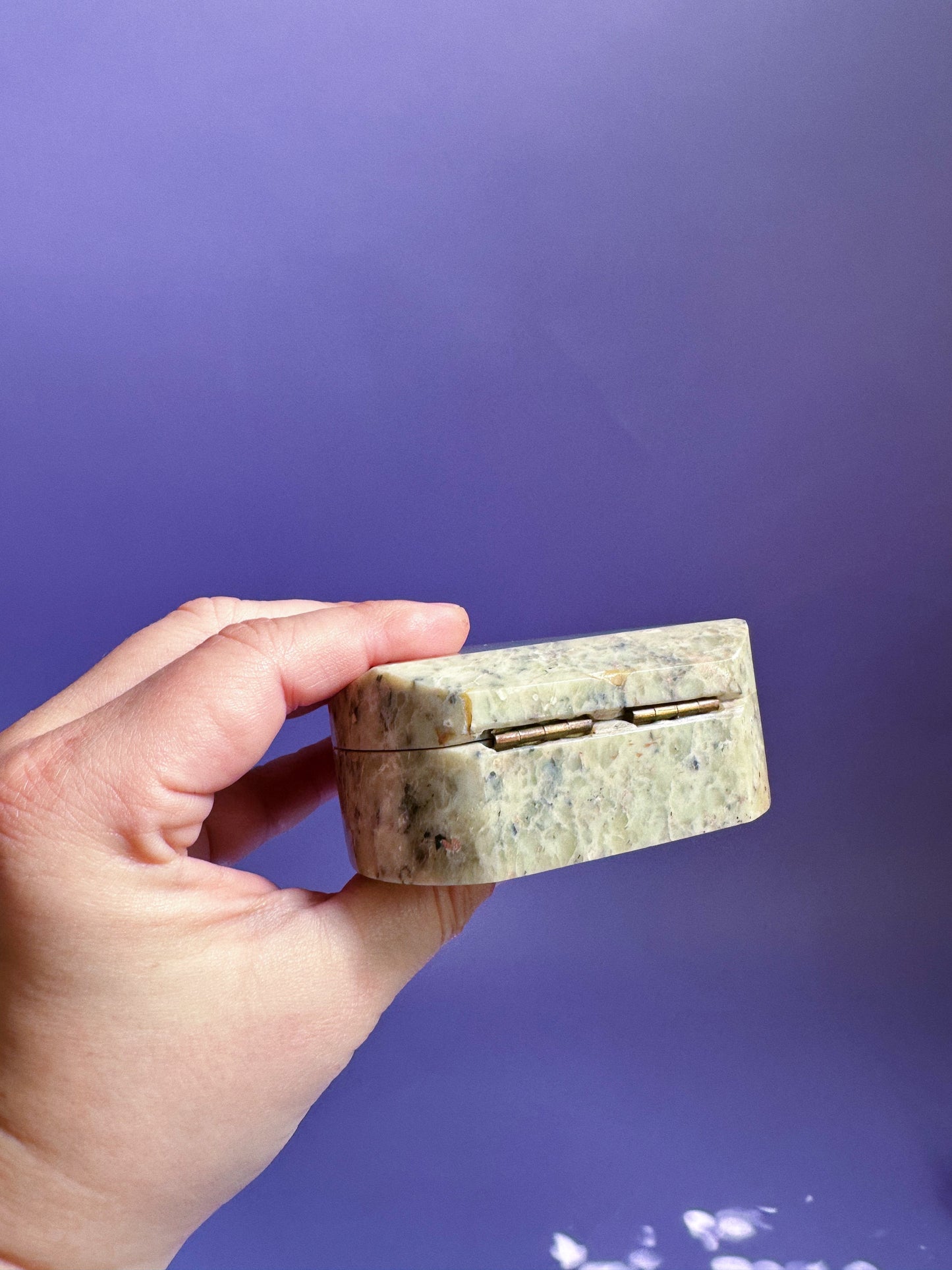 Vintage Stone Lidded Hinged Box with 3 Compartments