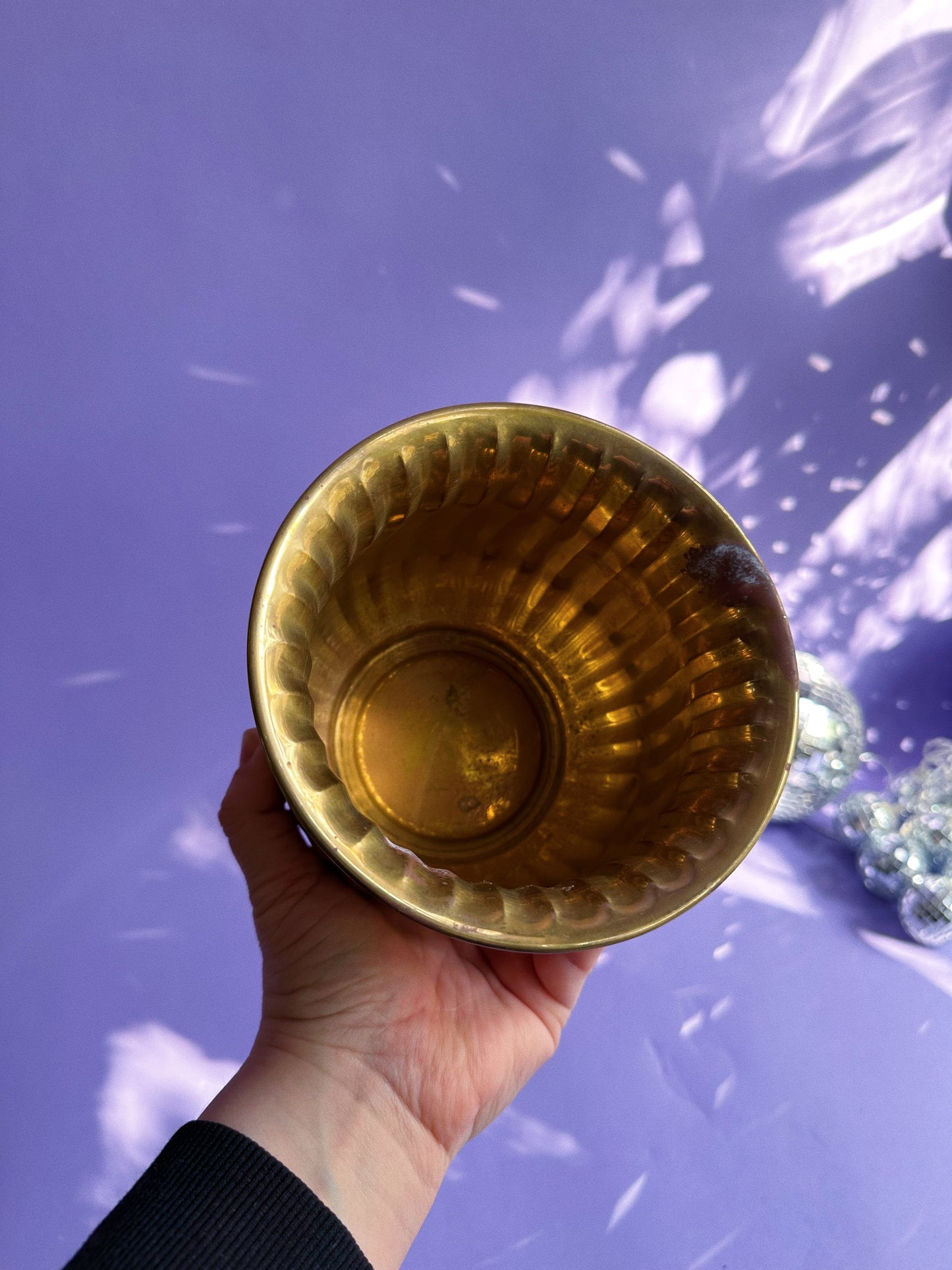 Vintage Brass Plant Cache Pot