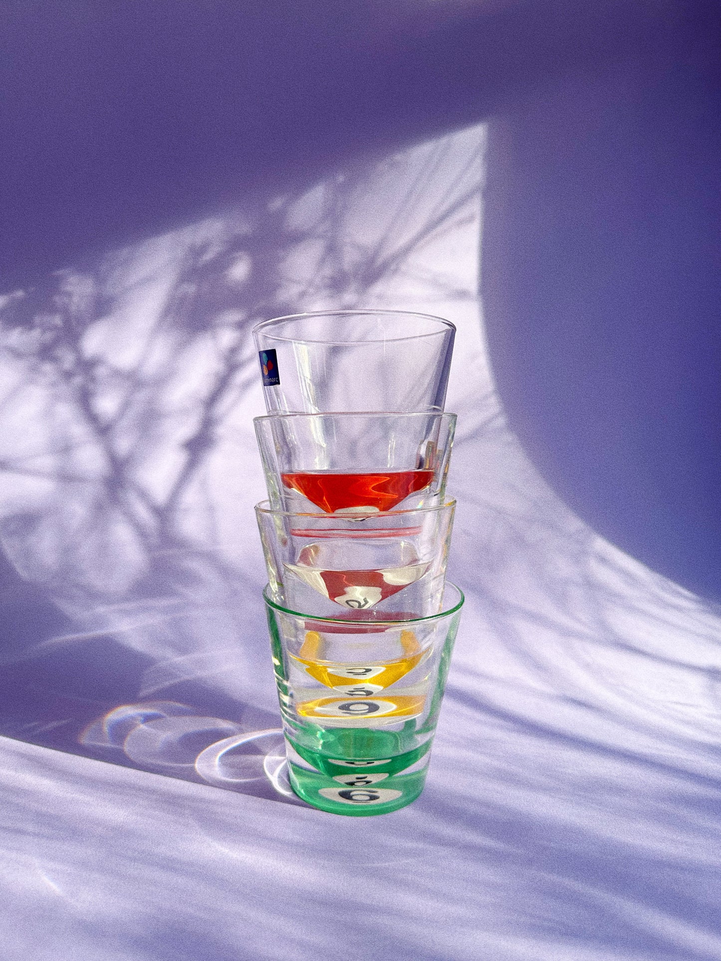 Set of 4 Vintage Luminarc France Billiard Lowball Glassware