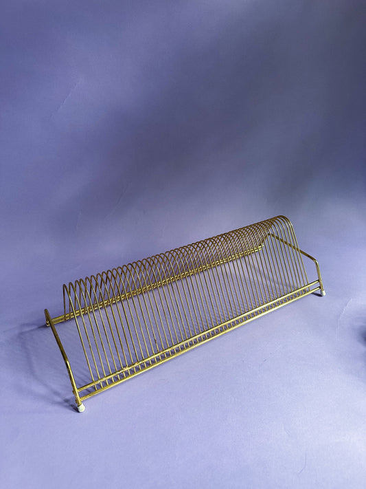 Vintage Brass Table Top Vinyl Record Holder / Organizer