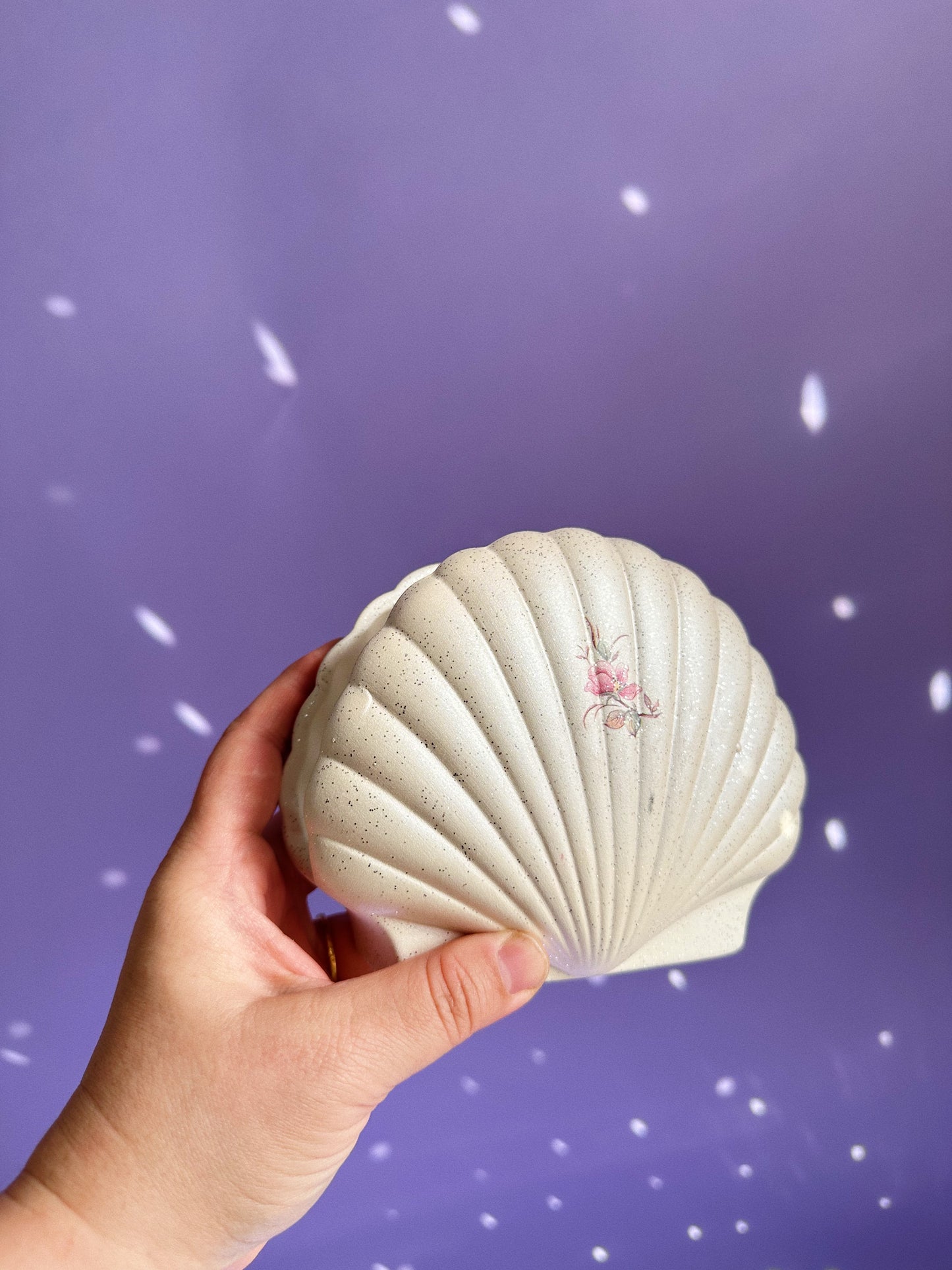 Handmade Shell Napkin Holder Berger Made in Italy Pink / Cream Sparkles