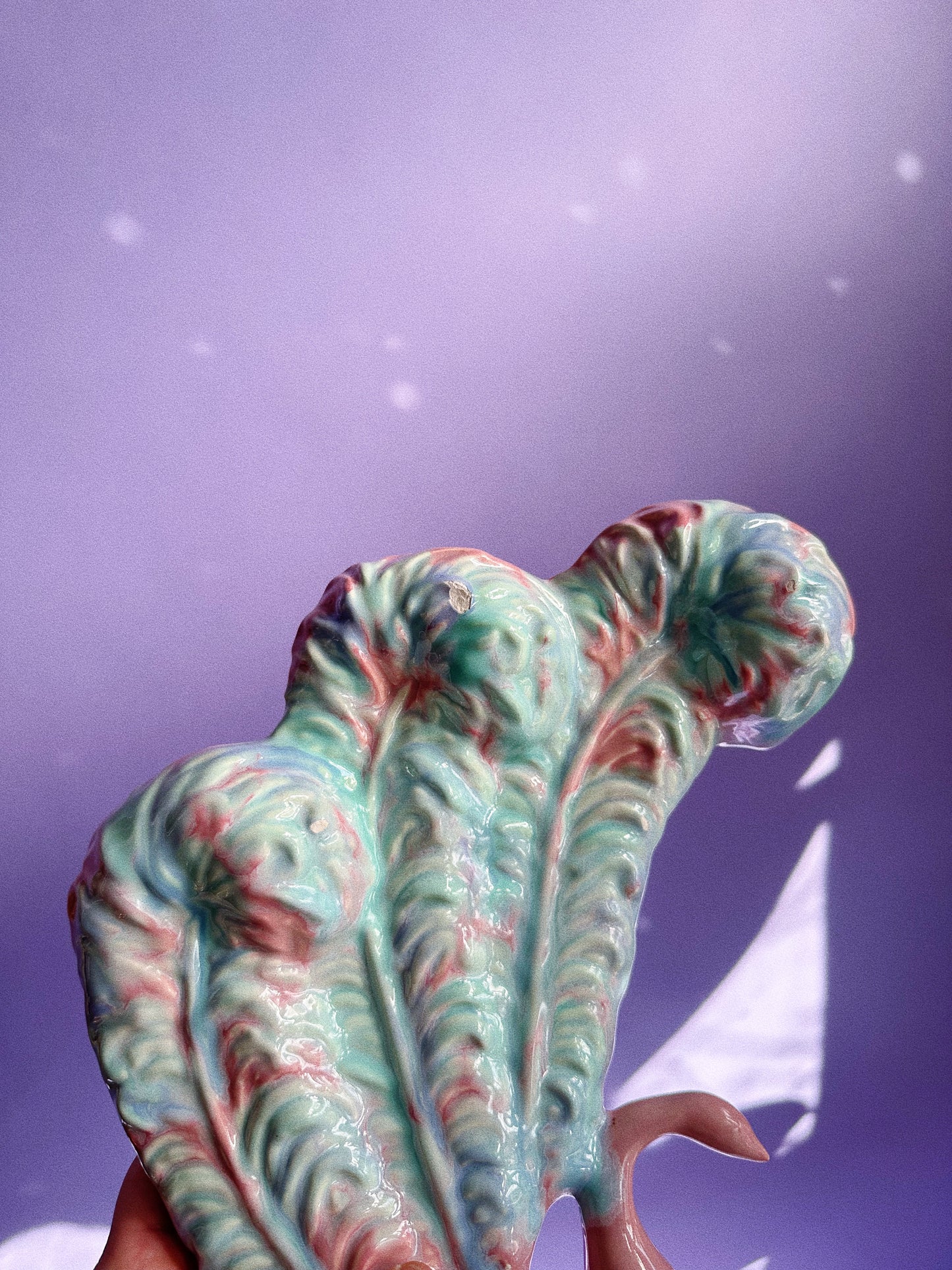 Vintage Royal Haeger Pottery Blue and Pink Large Peacock Vase