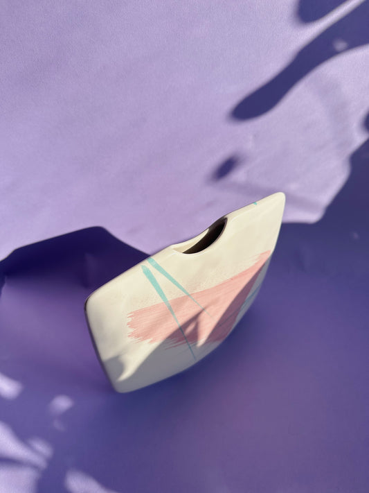 Vintage 80s Post Modern Flat Vase