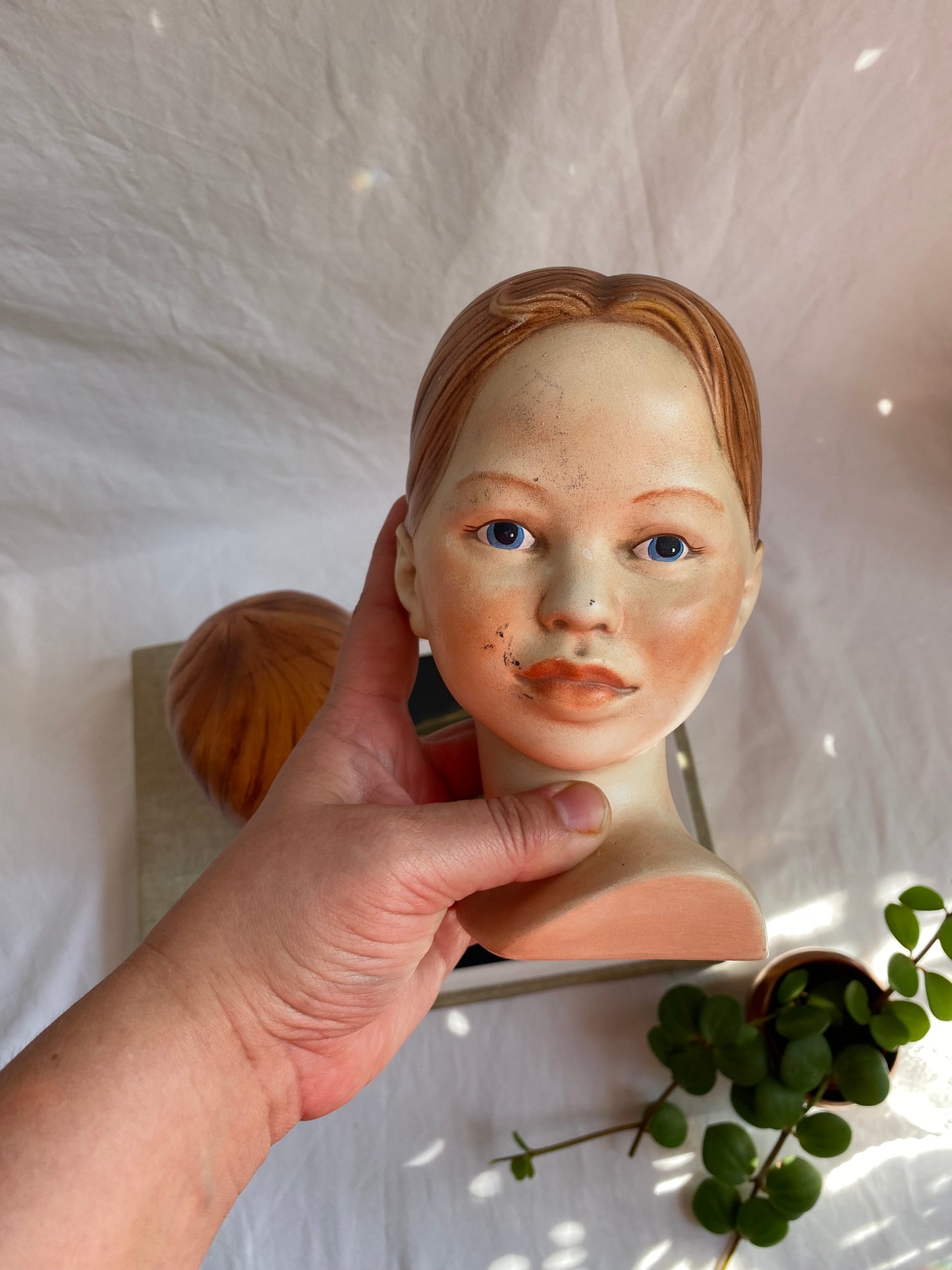 Vintage Handpainted Set of 2 Holland Mold Ceramic Boy & Girl Headbusts
