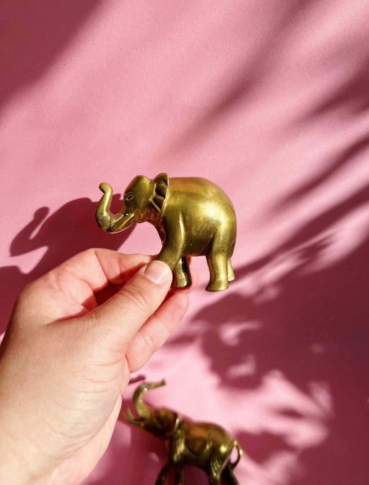 Vintage Solid Brass Elephant Sculptures