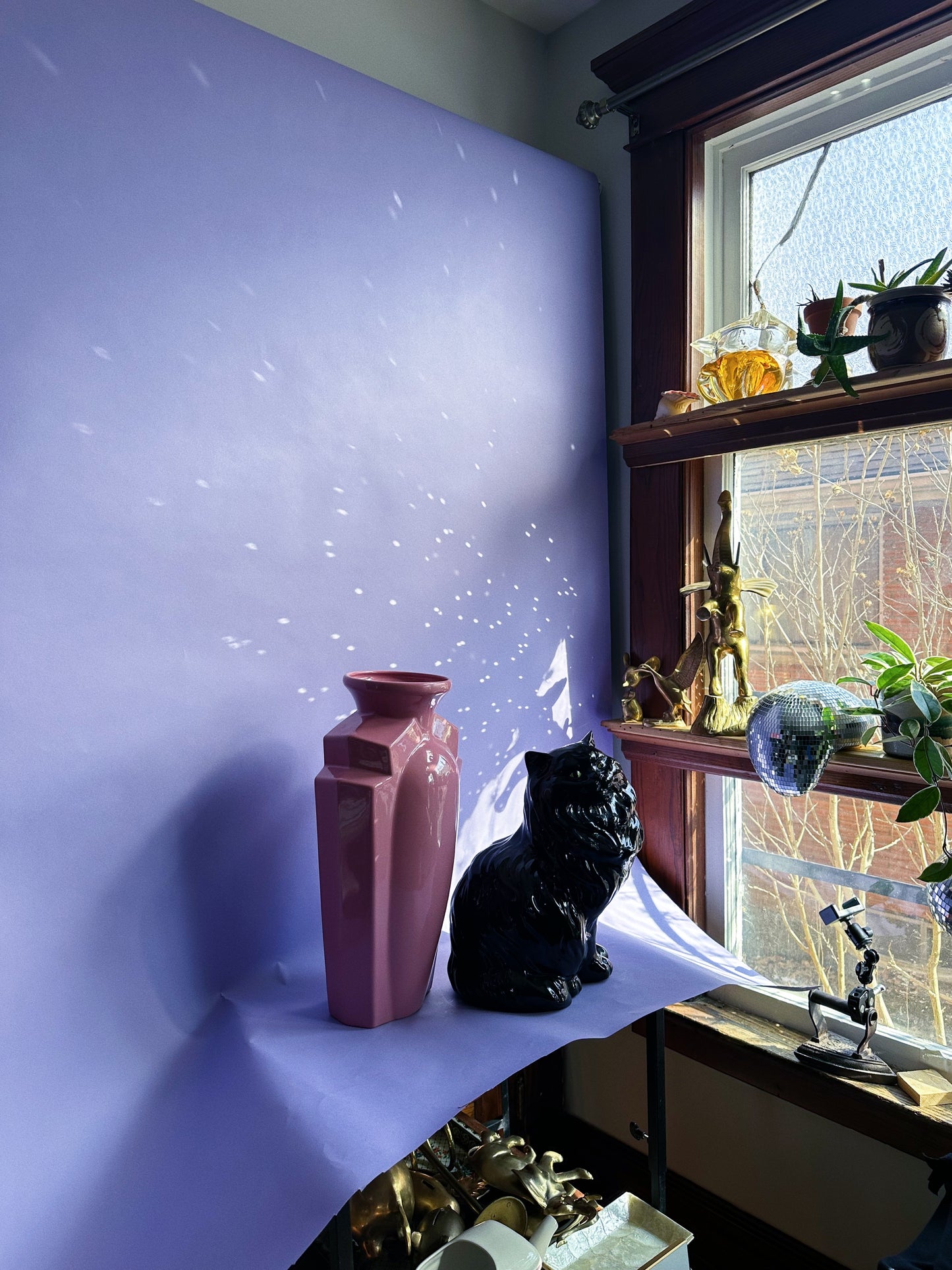 Vintage Large Black Persian Cat w Green Eyes 14” Ceramic Statue Sculpture Figure