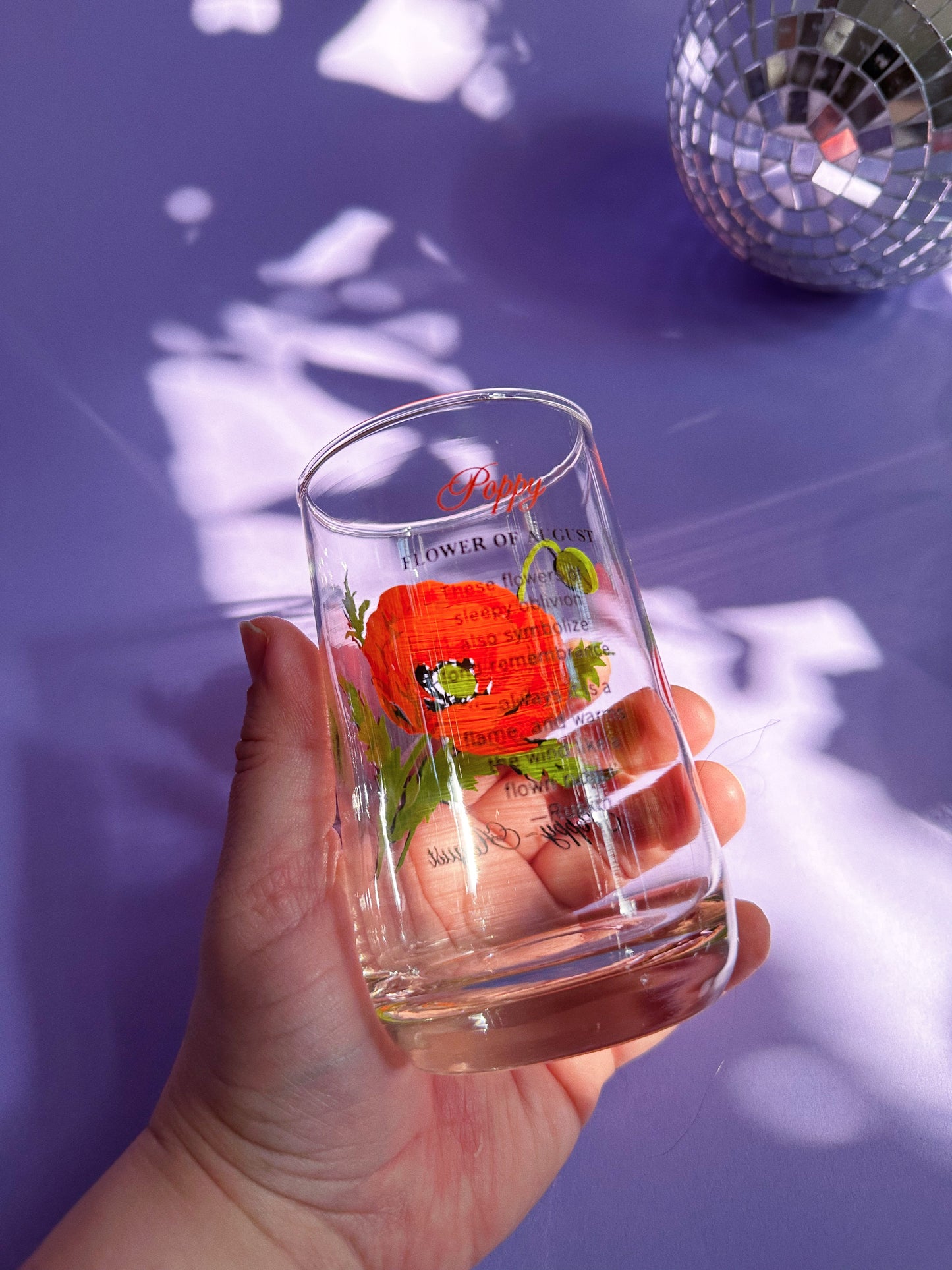 Vintage Floral Brockway Poppy August Medium Glass Tumbler