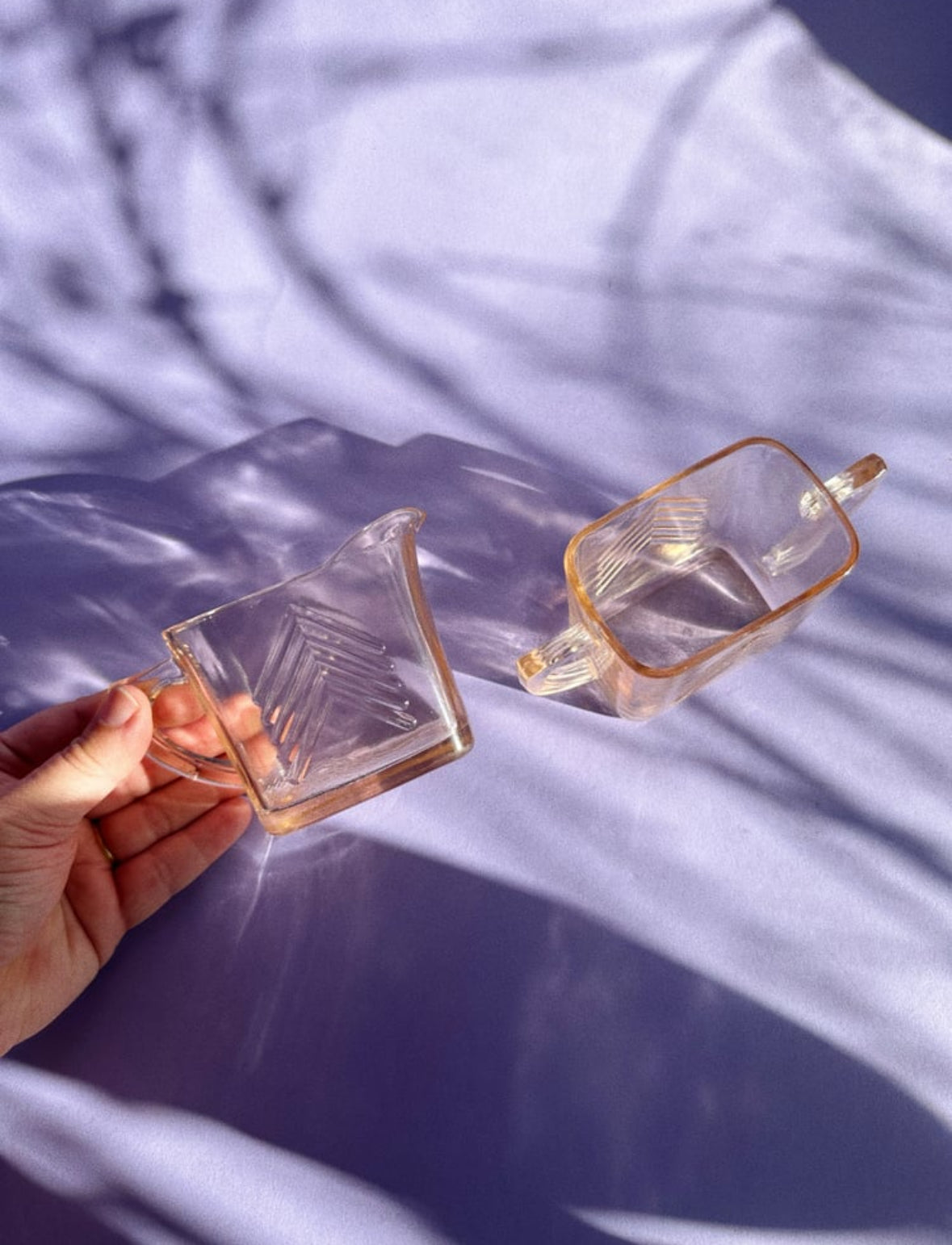 Pink Depression Glass Cream & Open Sugar