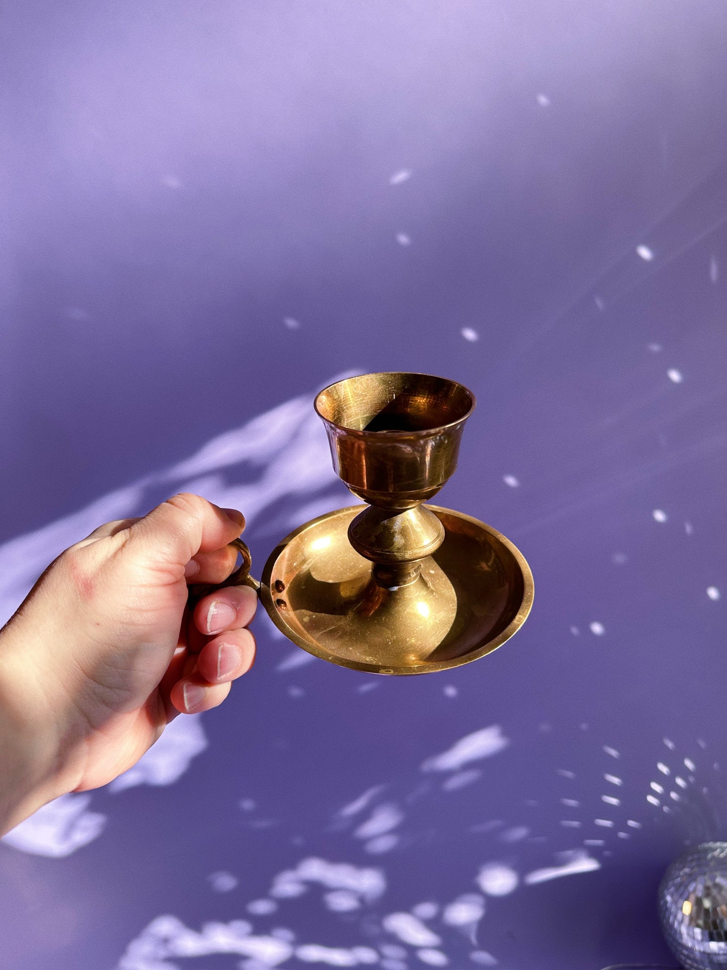 Vintage Solid Brass Chamber Candlestick for Taper Candles