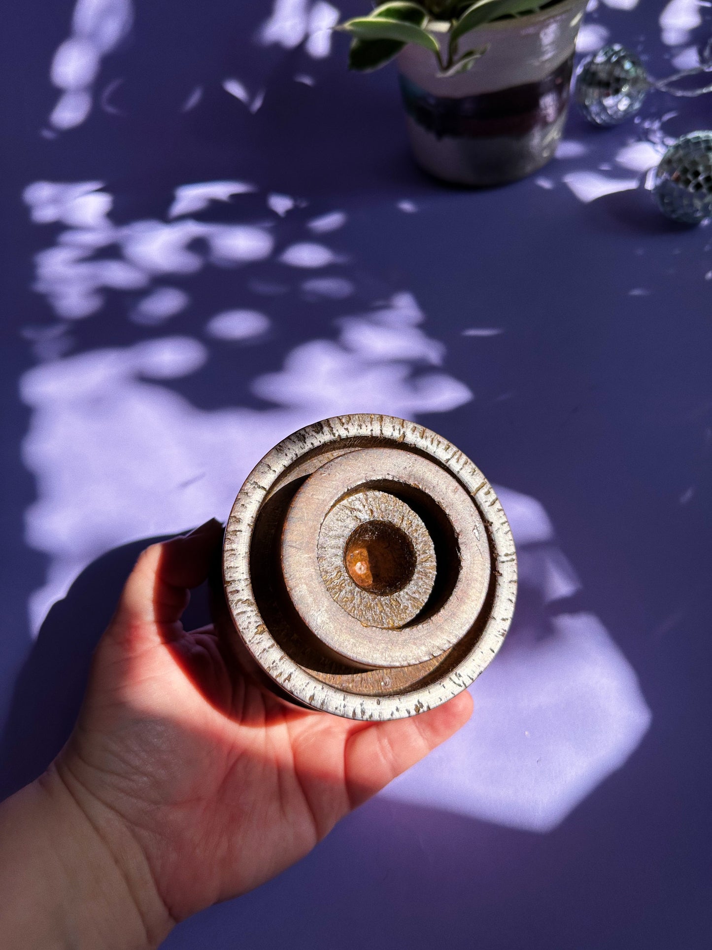 Vintage Handcrafted Wooden Candlestick Taper Candle Holder