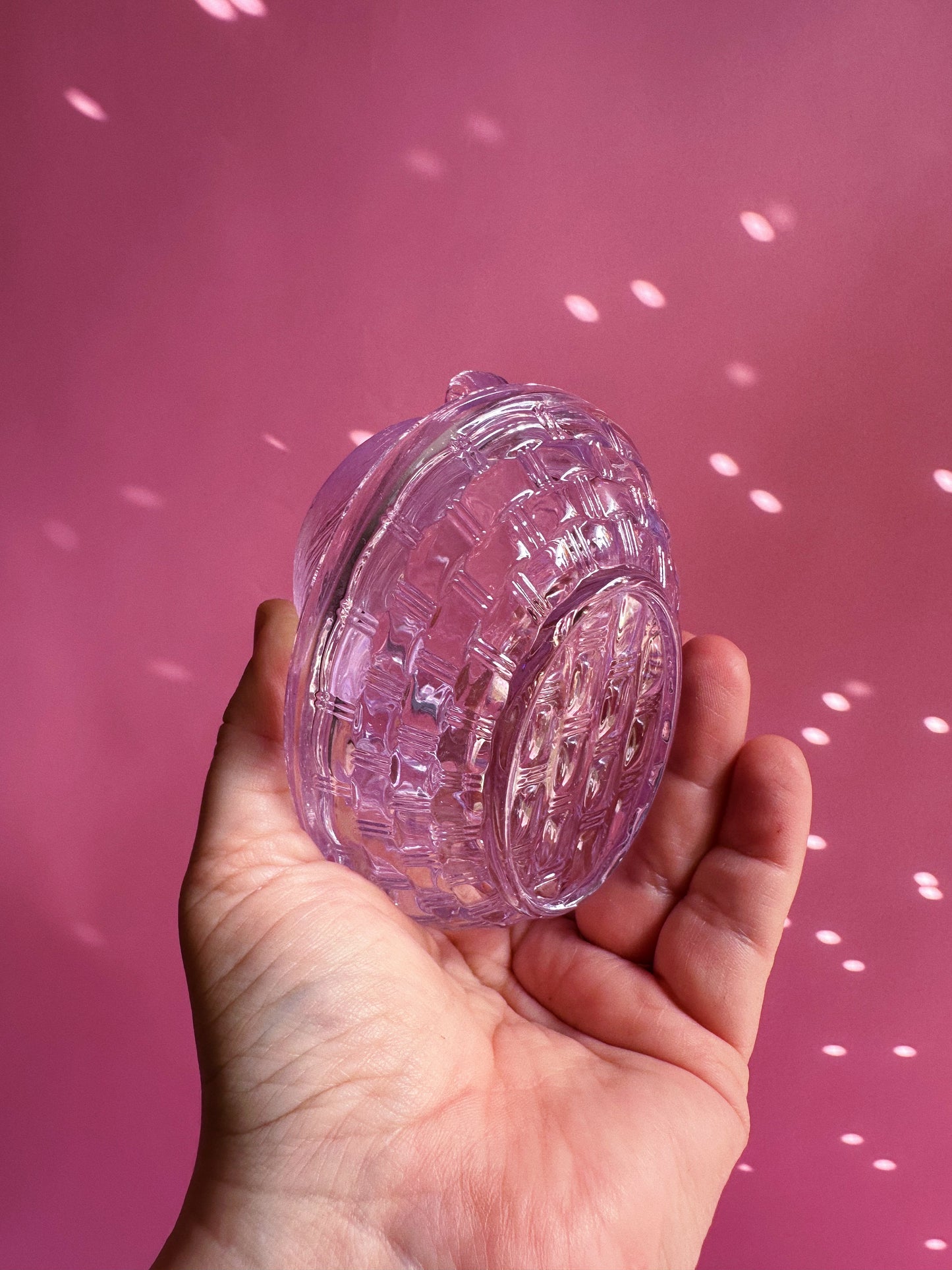 Purple Indiana Glass Bunny Rabbit Lidded Trinket Dish