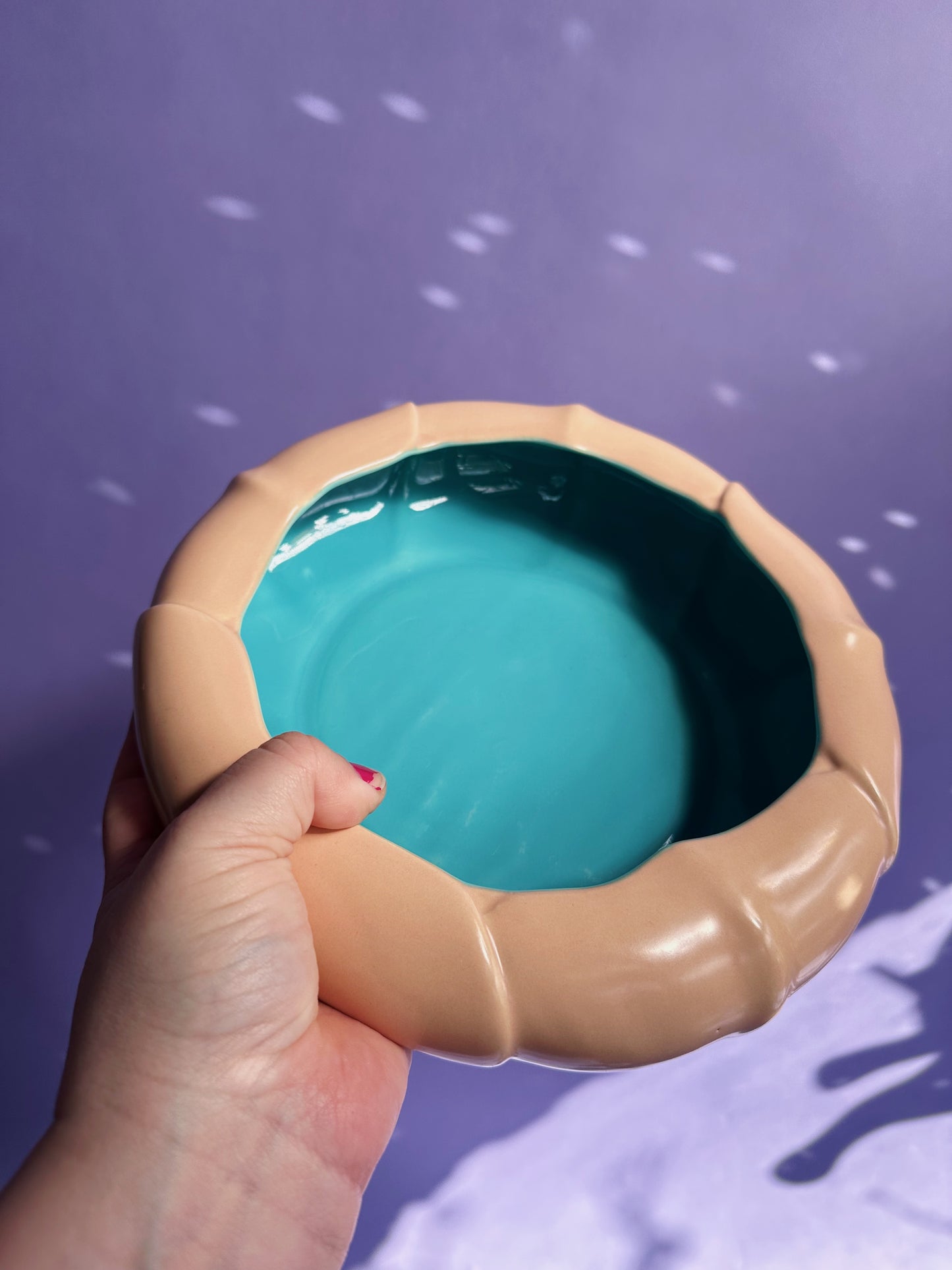 Catalina Pottery Vintage Pottery Bowl Vase Pink Peach Turquoise Blue 1930s