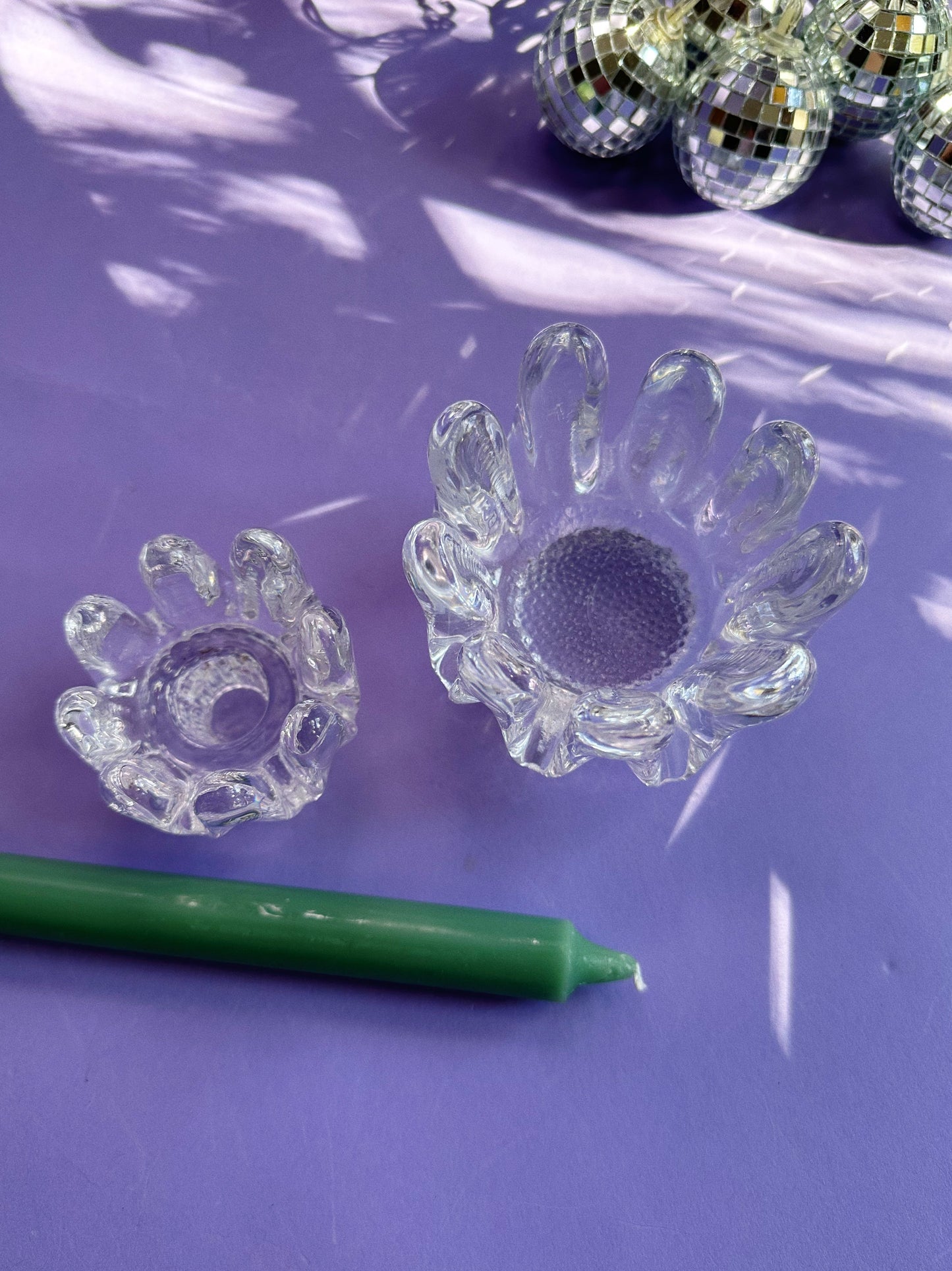 Vintage Goran Warff Kosta Boda Sunflower Glass Tea Light / Taper Holders