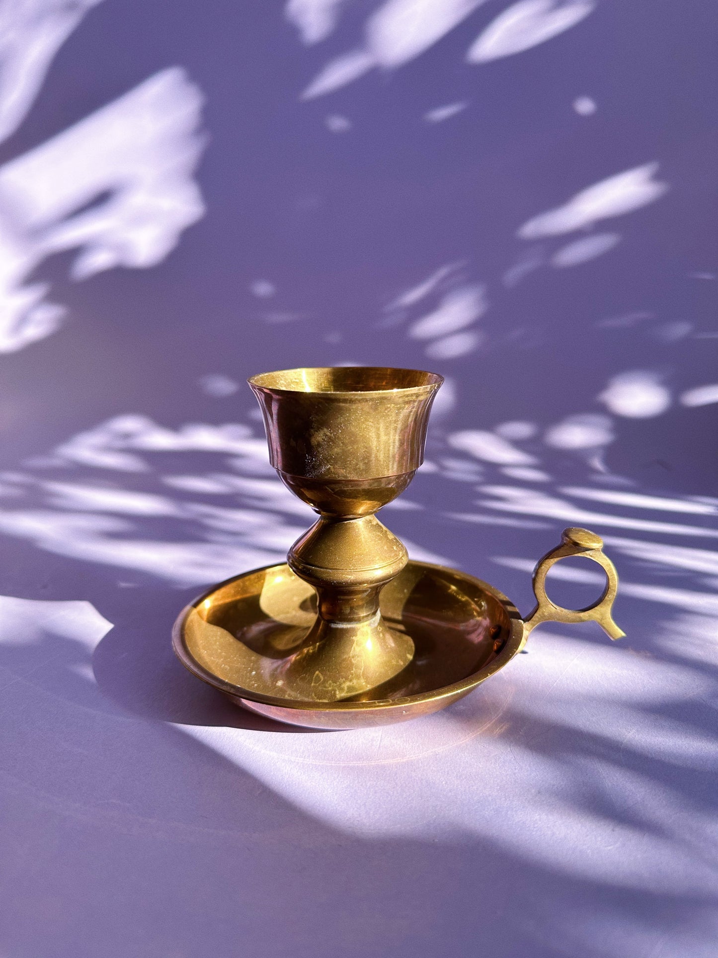 Vintage Solid Brass Chamber Candlestick for Taper Candles