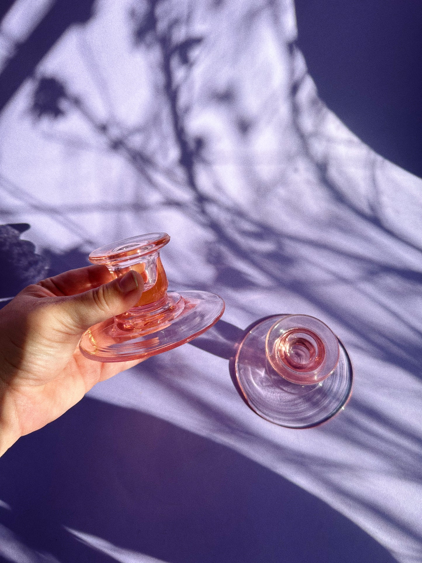 Vintage Pink Depression Glass Candlesticks