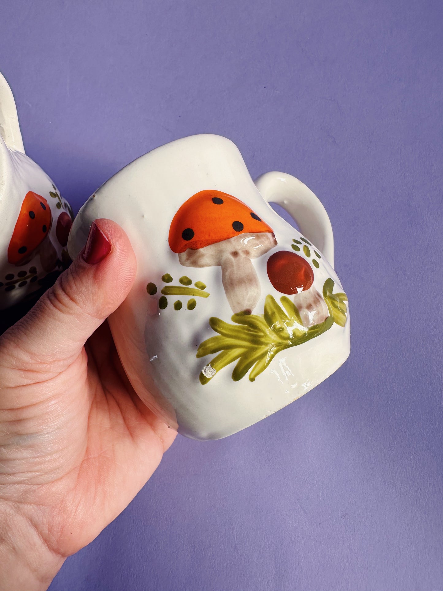 Vintage Pair of Merry Mushroom Coffee Mugs