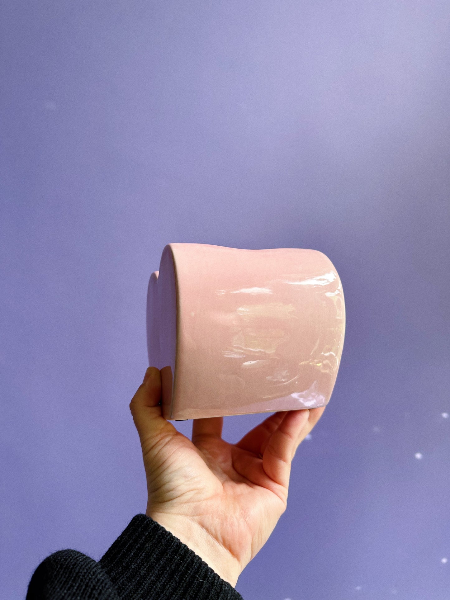 Vintage Ceramic Pink Heart Planter / Cache Pot