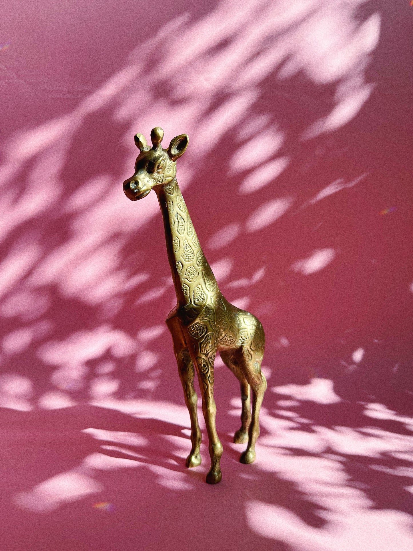 Vintage Solid Brass Giraffe Sculptures