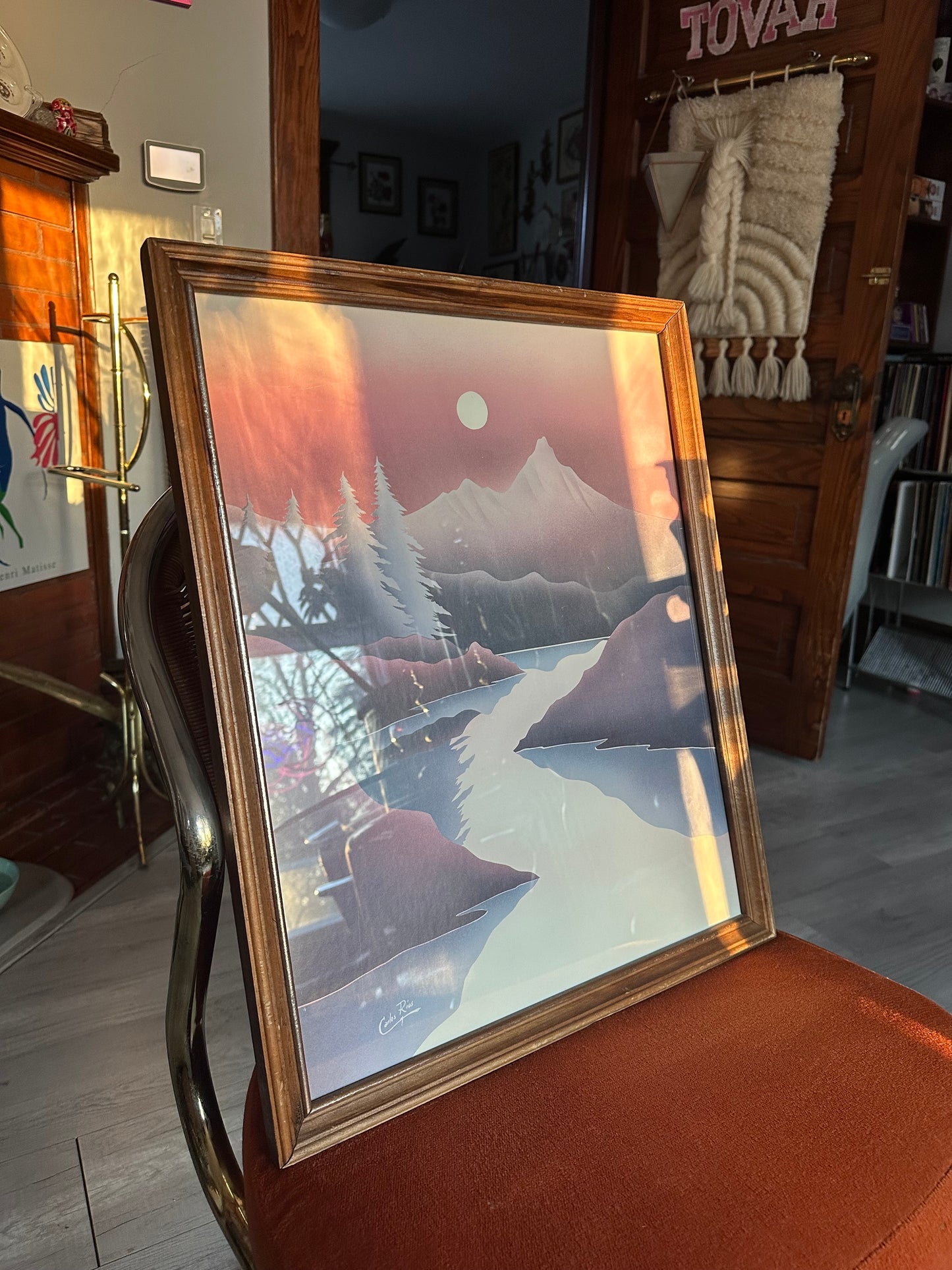 Vintage Post Modern Carlos Rius Wooden Framed Print