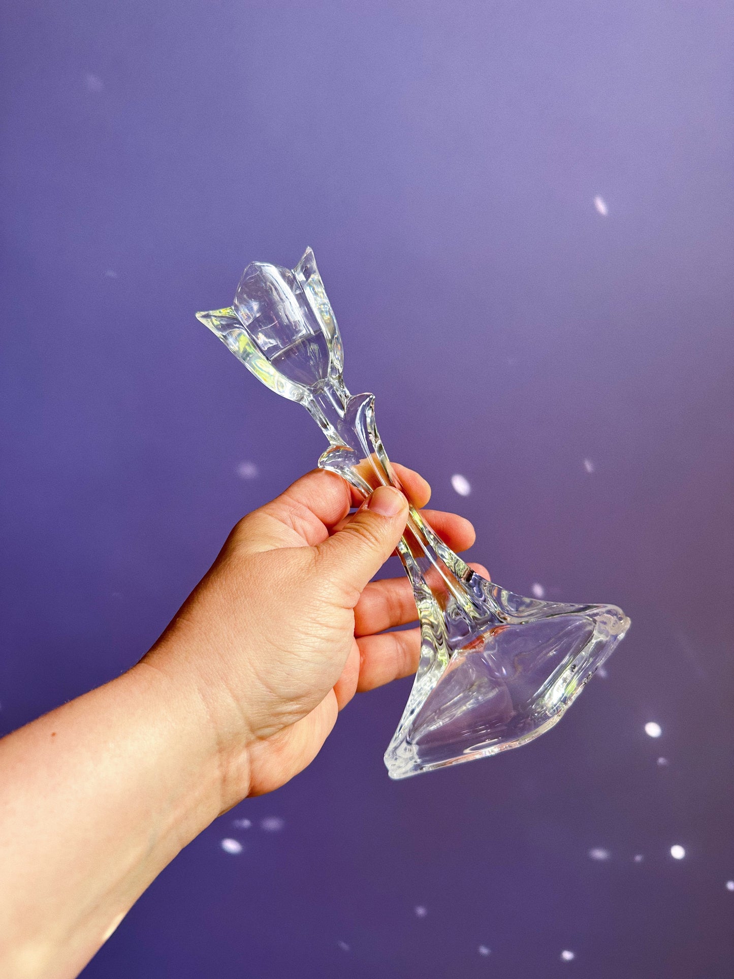 Vintage Crystal Tulip Candlestick Pair