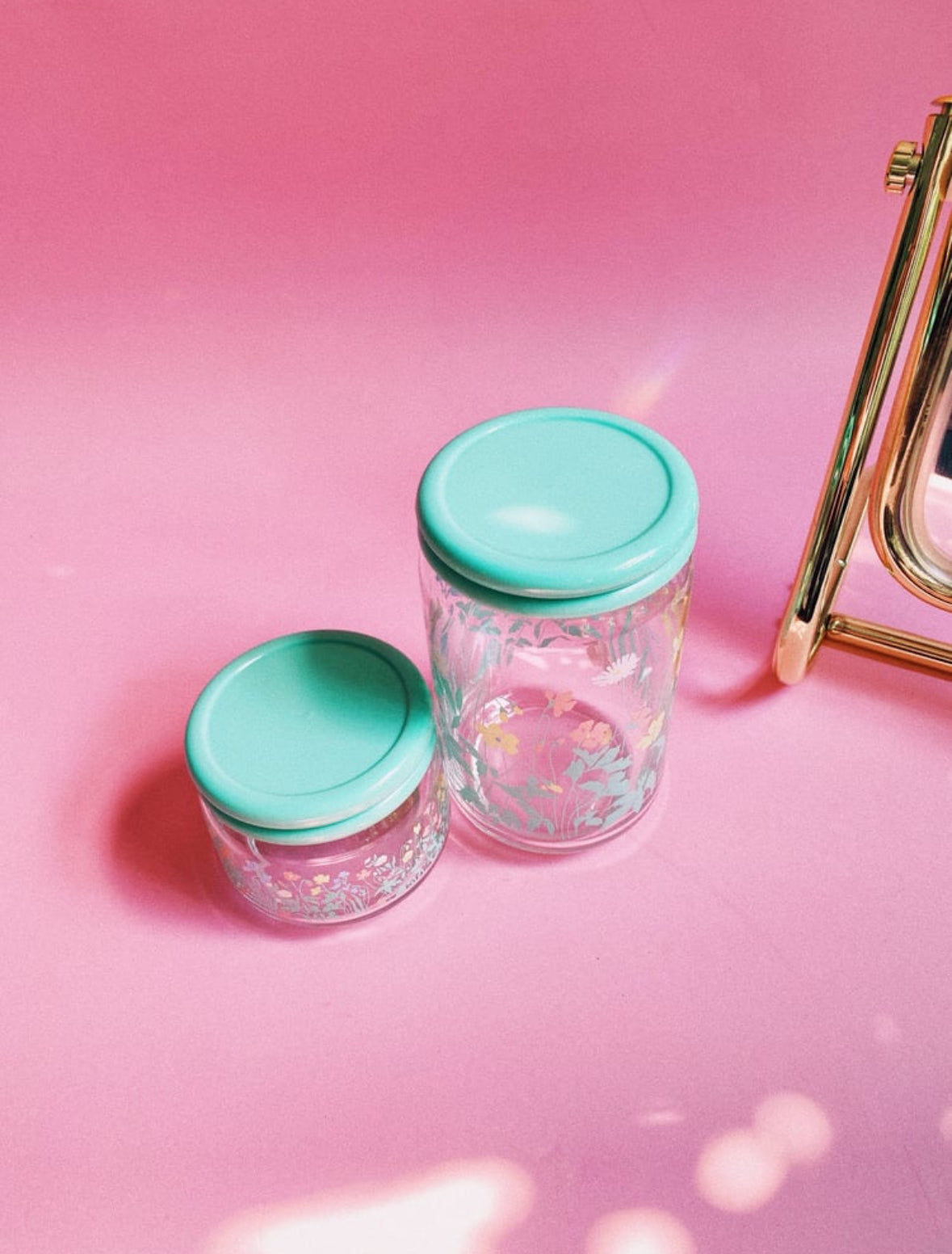 Vintage Floral & Teal Stash Jars