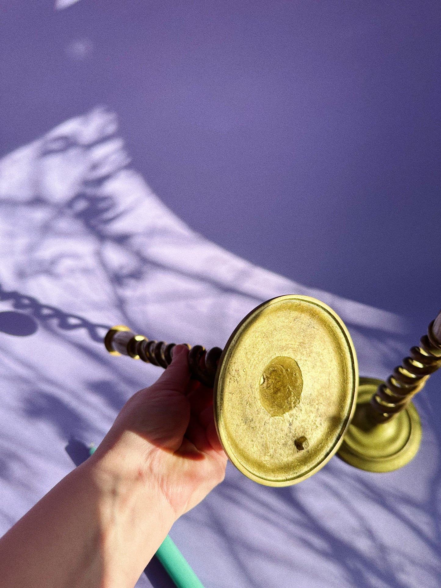 Pair of Vintage Antique Brass Barley Spiral Twist Statement Candlesticks 12.25”
