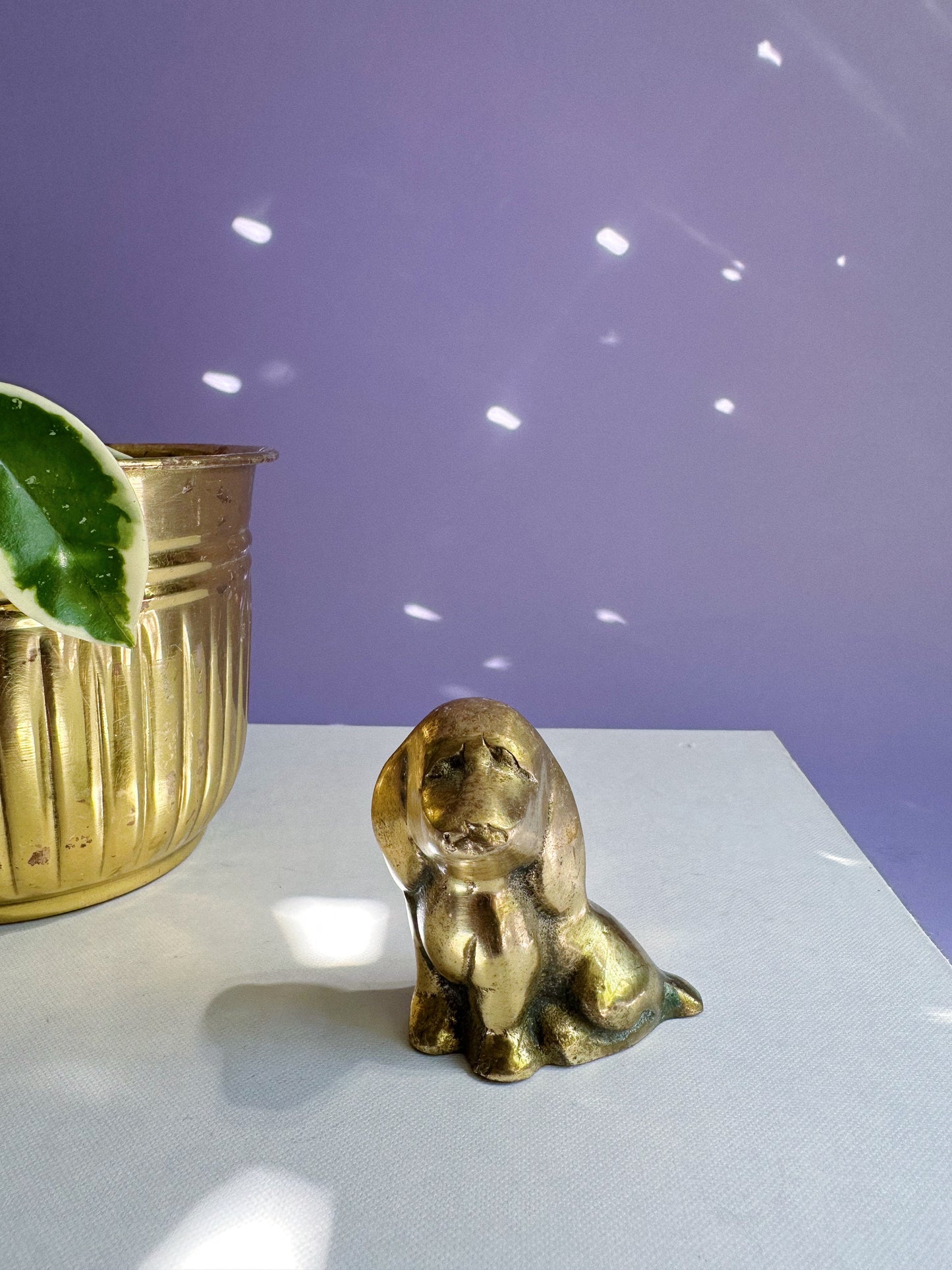 Vintage Solid Brass Puppy / Basset Hound? Sculpture