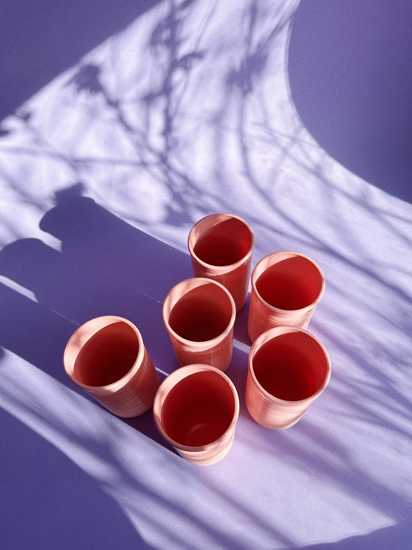 Set of 6 MCM Dusty Rose Earthentic-Ware Ribbed Tumblers Picnic Plastic