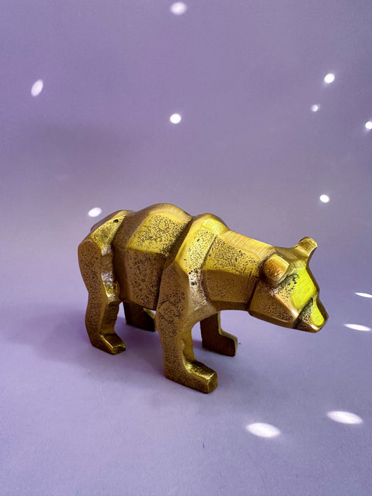 Cubist Brass Metal Bear Figure Art Sculpture Figurine