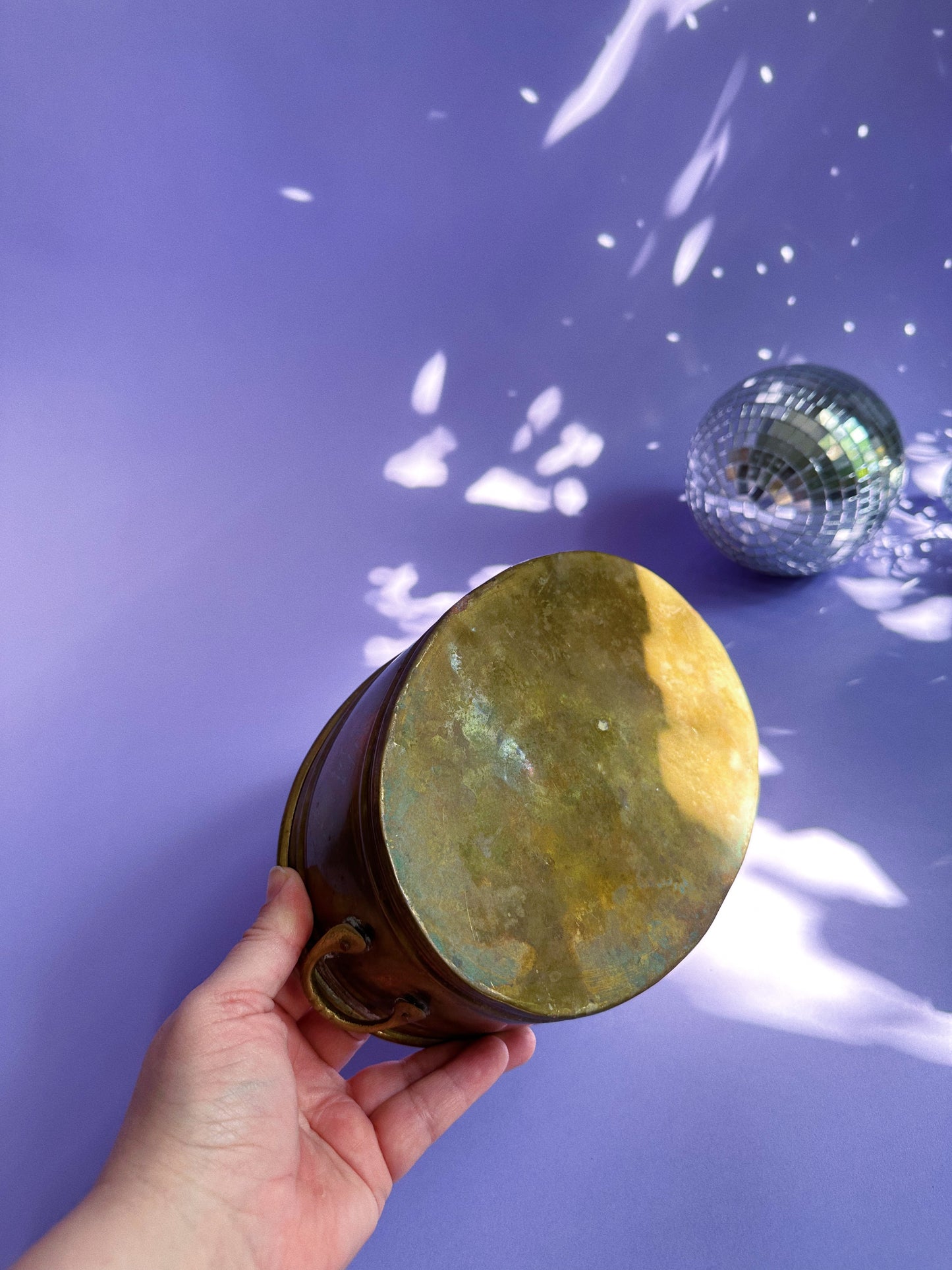 Vintage Oval Brass Planter w Handles