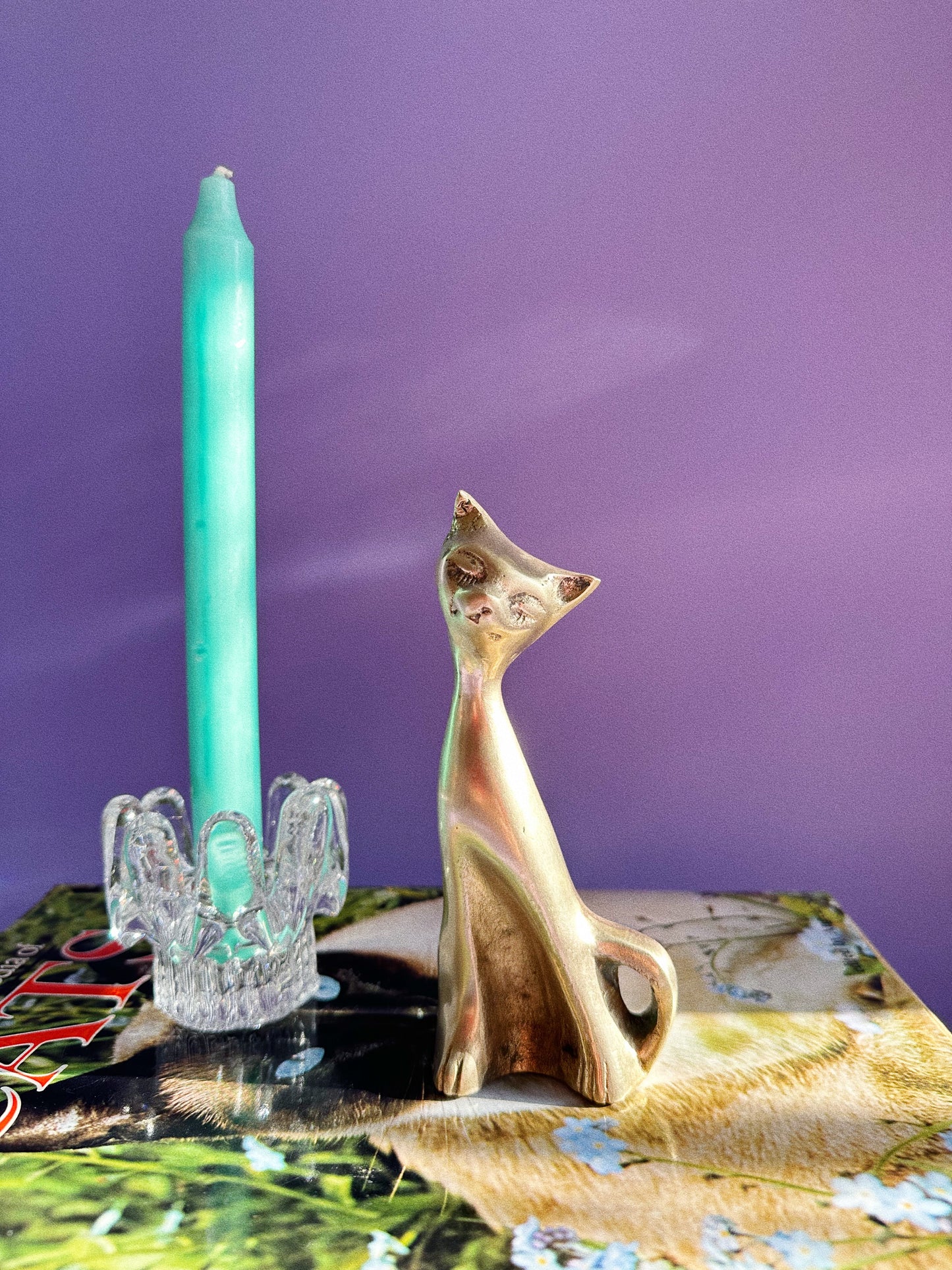 Vintage Brass Cat Sculpture