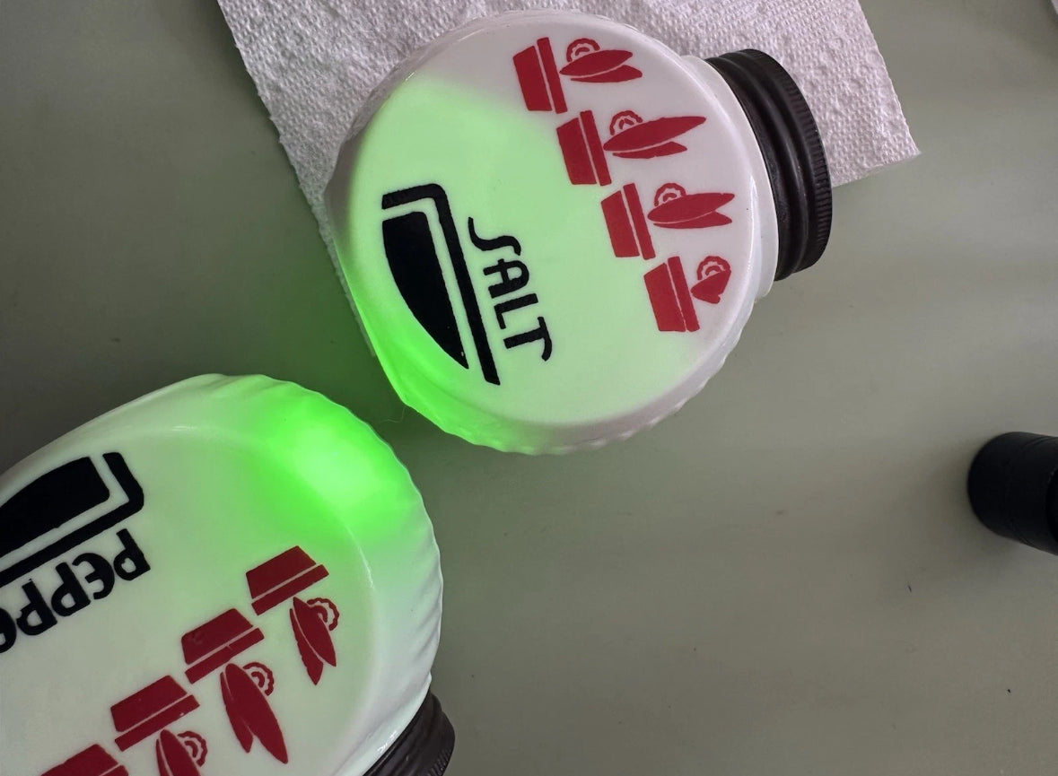 Vintage Fire-King Uranium Vitrock Red Flower Pots Salt & Pepper Set c.1950