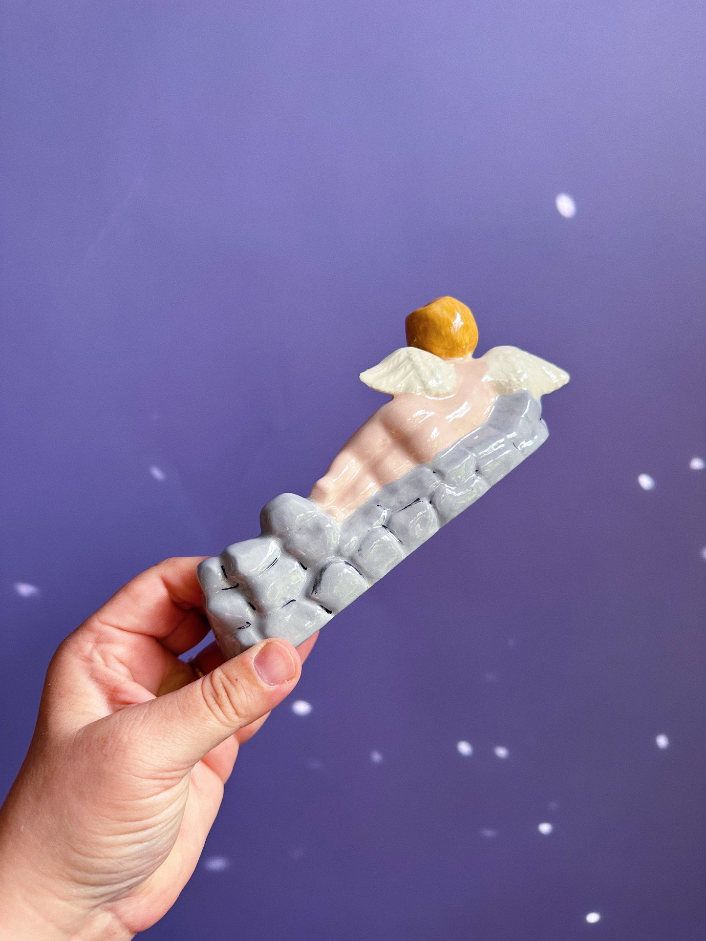 Vintage Ceramic Cherub Business Card Holder