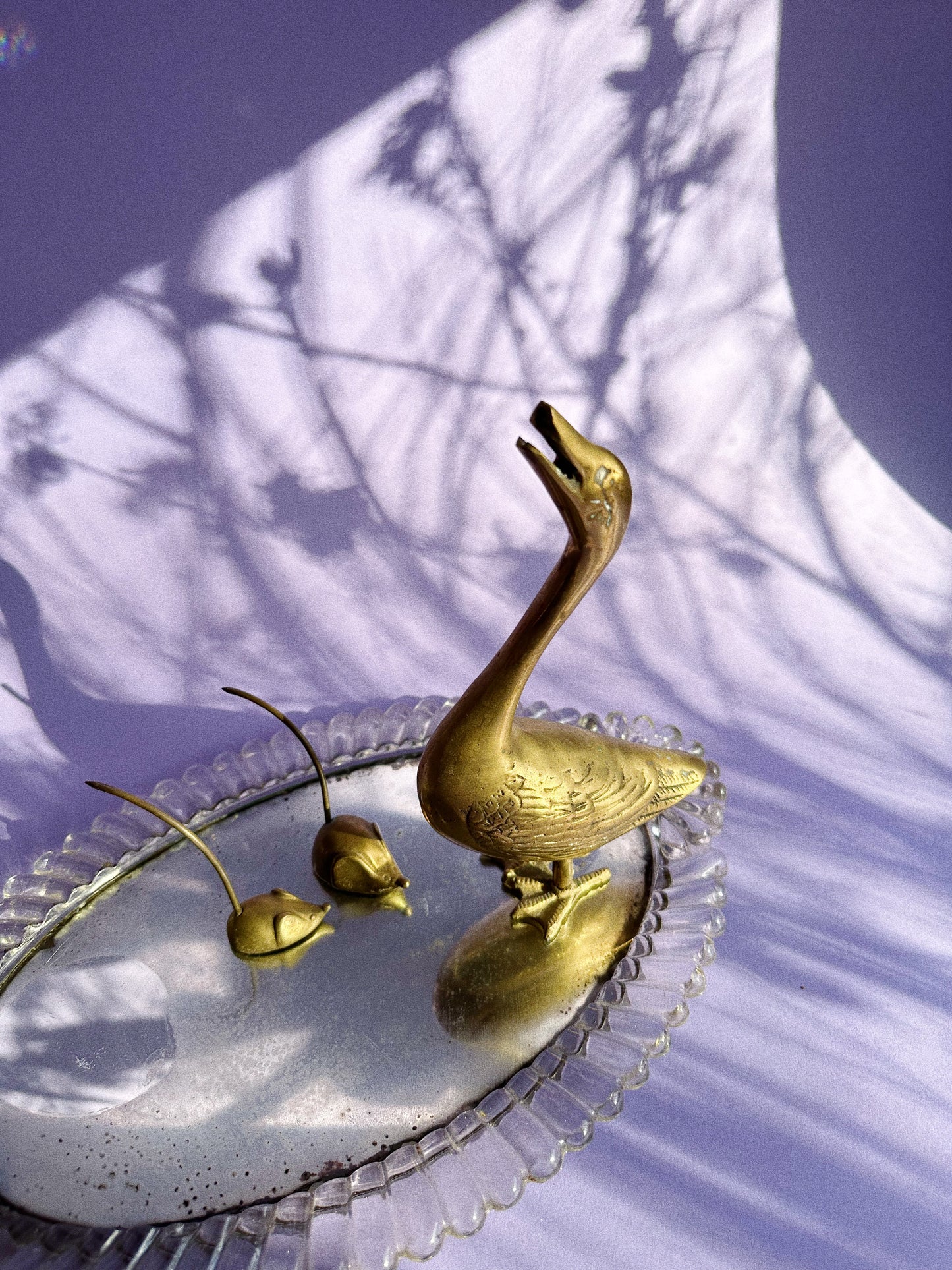 Vintage Brass Goose Figure Letter Note Holder / Sculpture