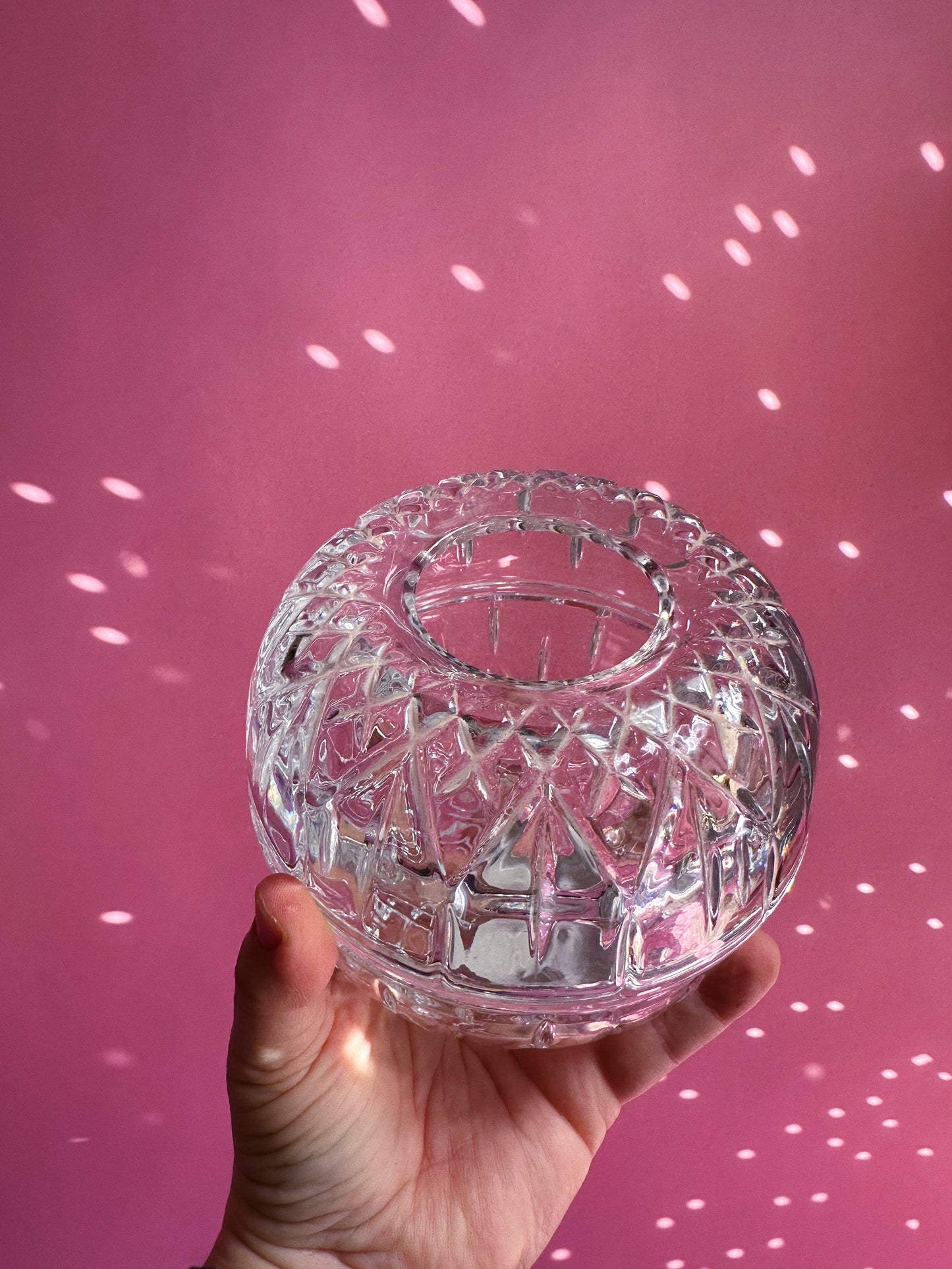 Homco Clear Glass Fairy Lamp Votive Cubist Style Candle Holder 2-Piece Vintage