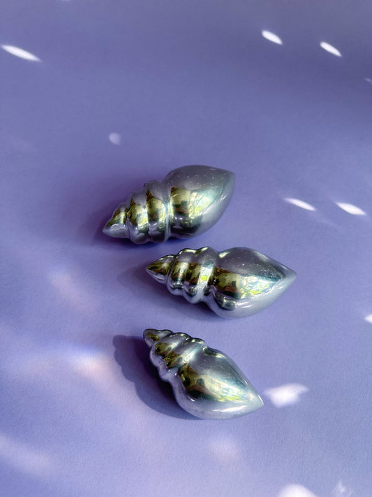 Set of 3 Vintage Aluminum Sea Shell Paper Weights