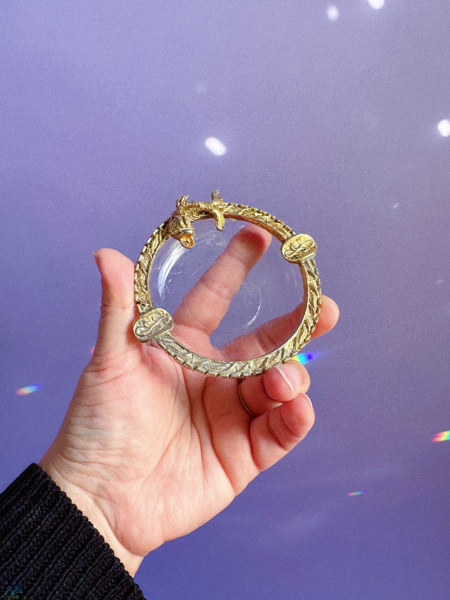 Vintage Glass & Brass Koi Fish Ashtray