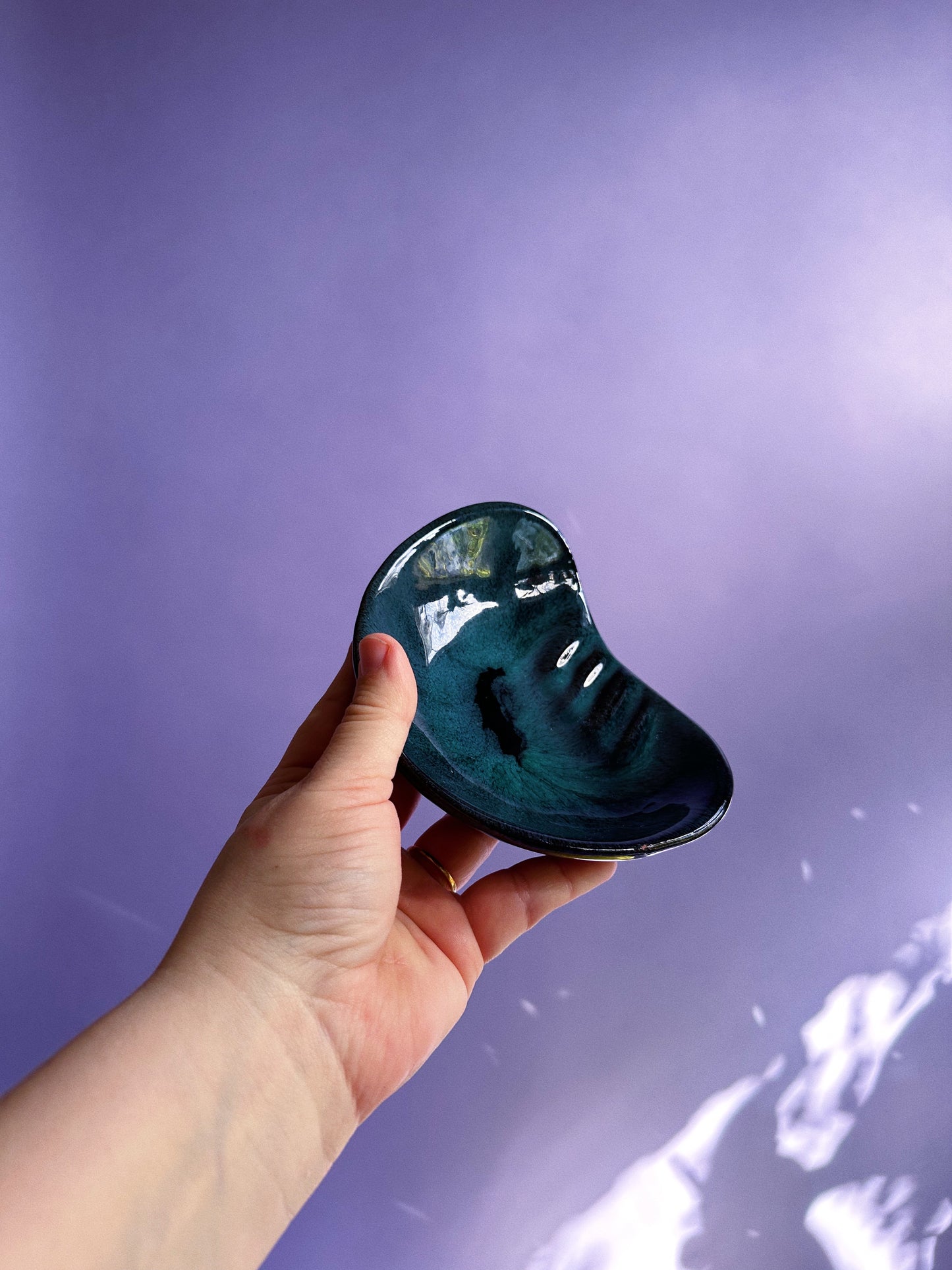 Vintage Evangeline Canada Blue Pottery Ashtray / Throw Dish