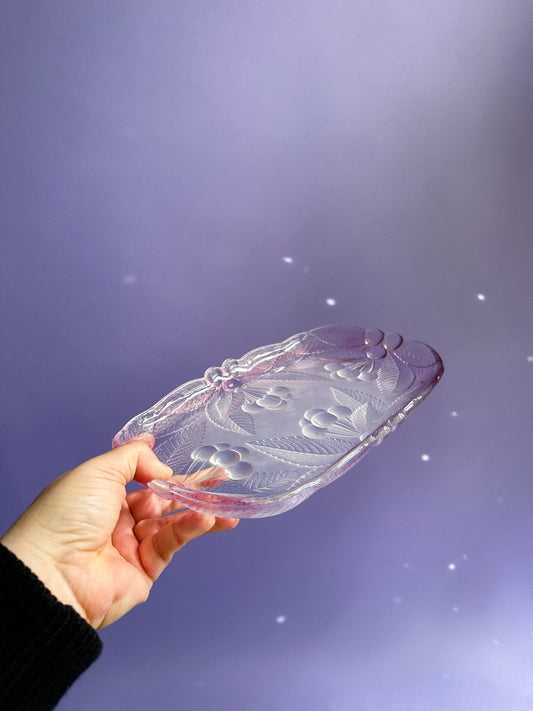 Vintage Cherry Crystal Pink / Purple Dish / Tray