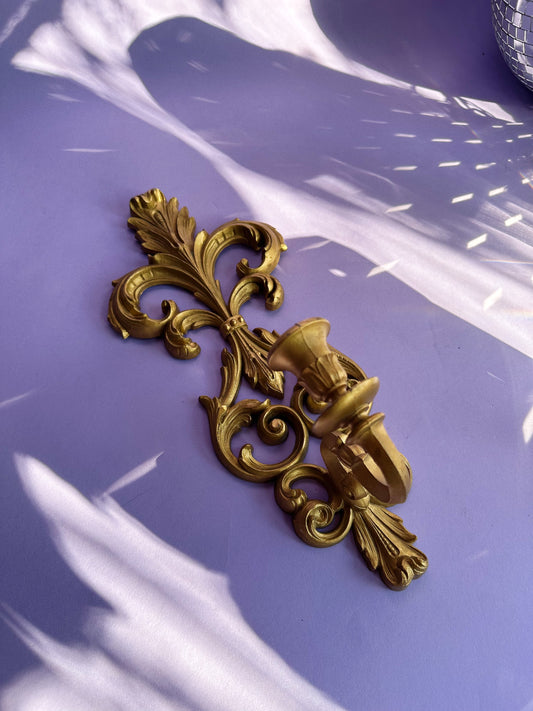 Vintage Gold Burwood Plastic Wall Candle Sconce for Tapers