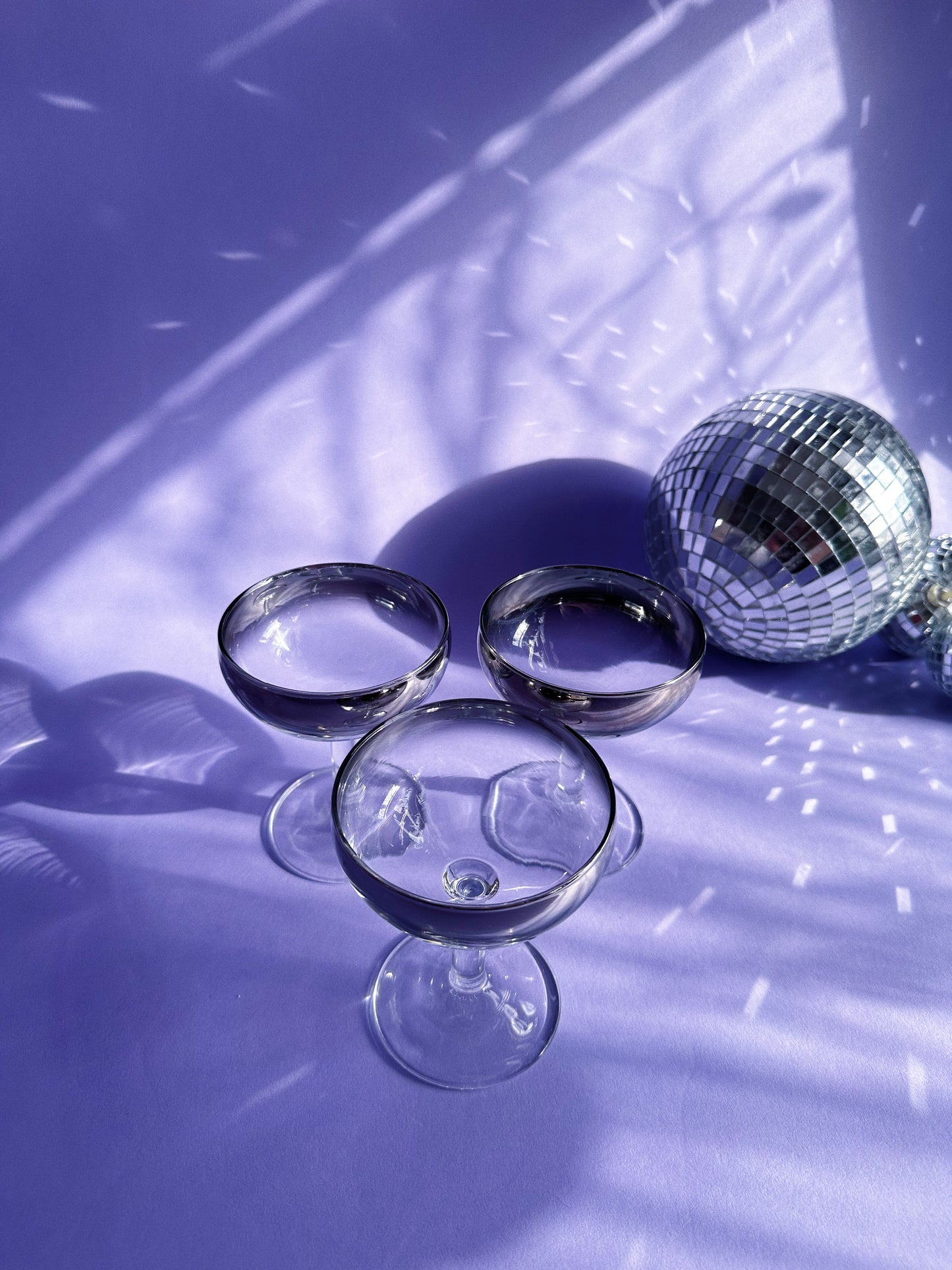 Mid-Century Silver Ombré Champagne Coupe Glasses Barware Luminarc France