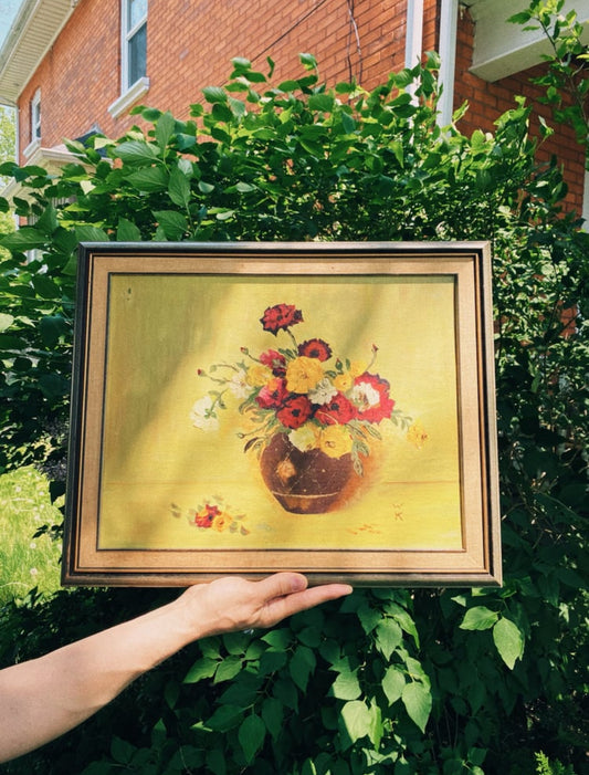 1960s Bouquet of Flowers Oil Painting