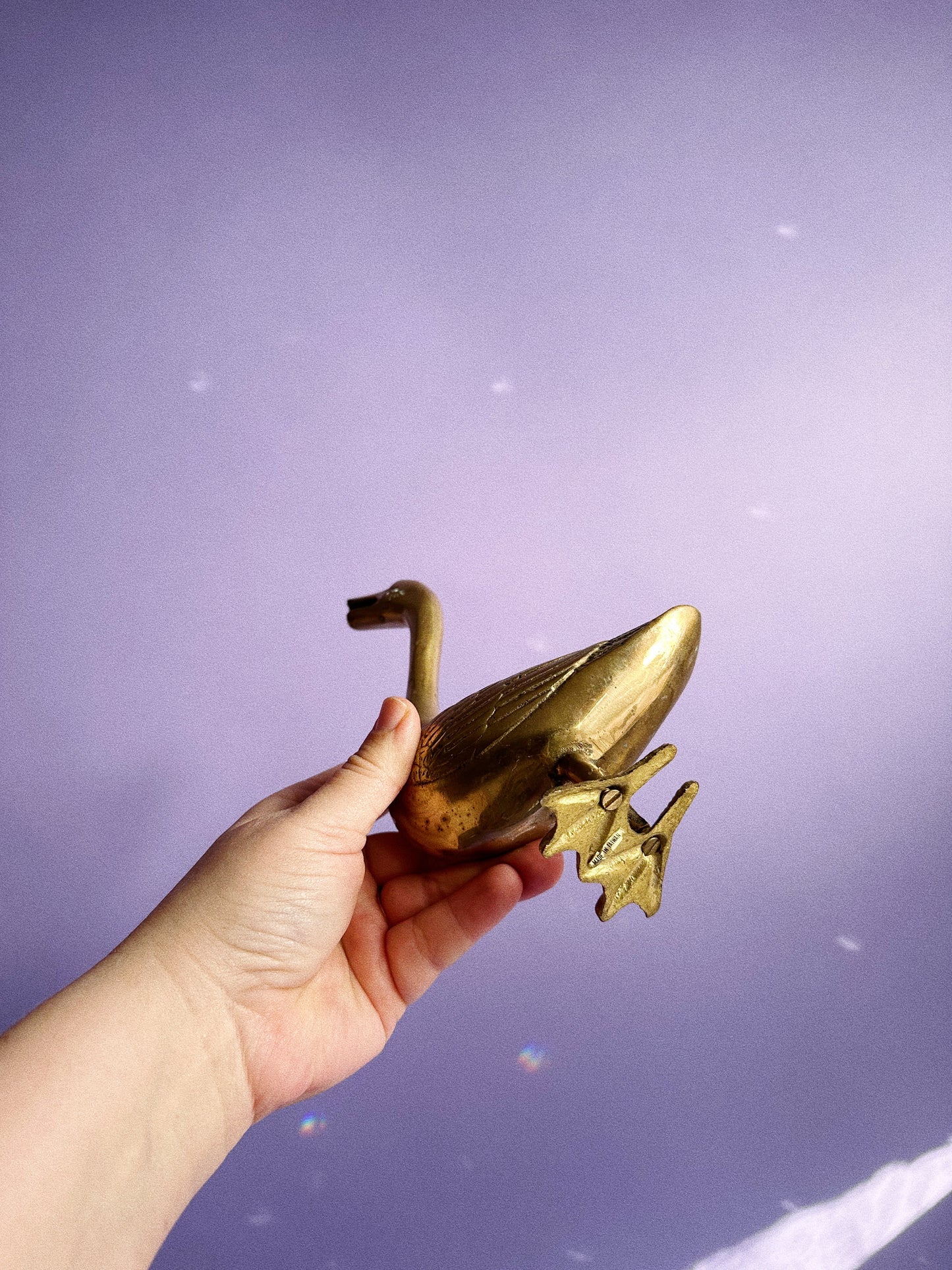 Vintage Brass Goose Figure Letter Note Holder / Sculpture